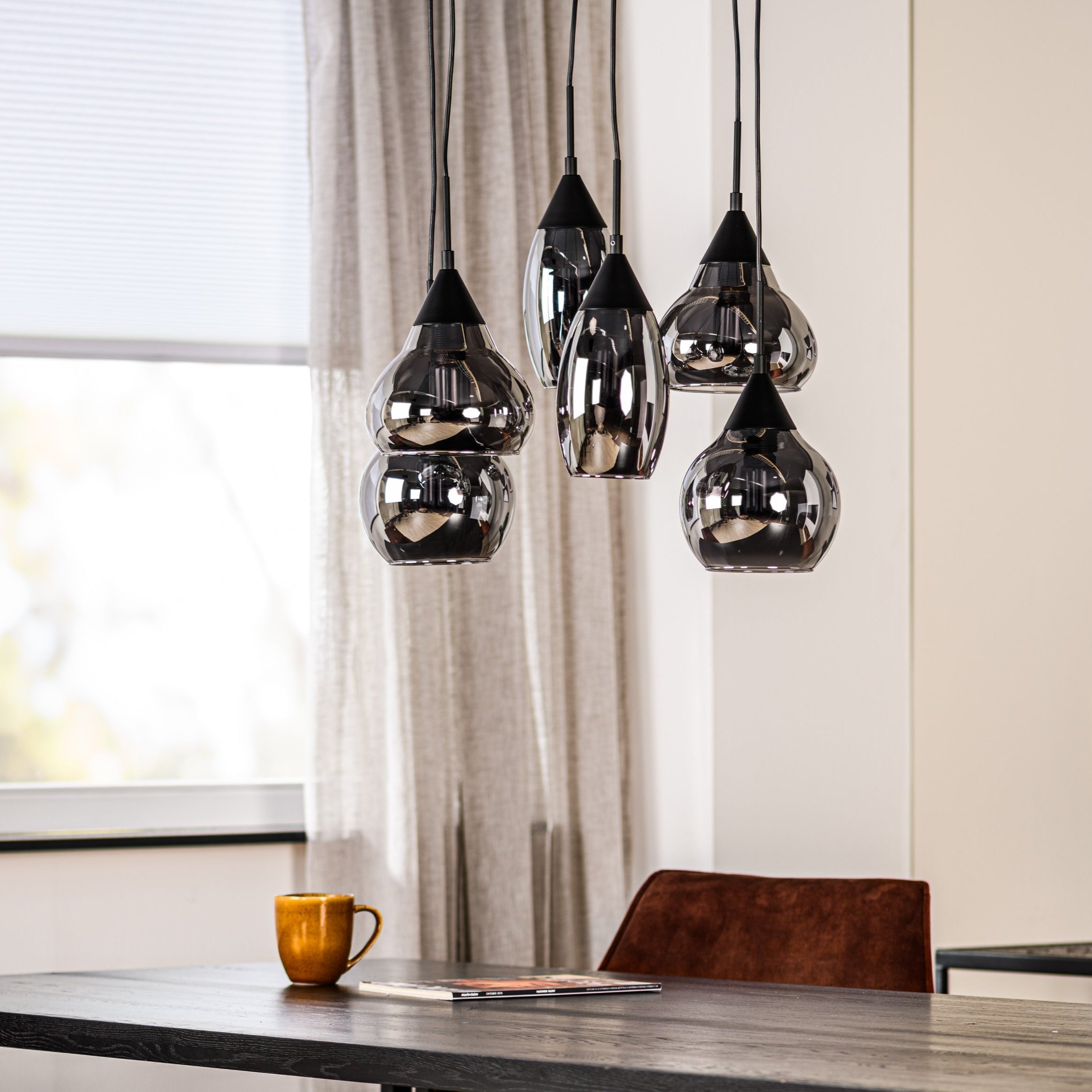 Hanglamp Astraeos - 6-lichts - Rook - Glas