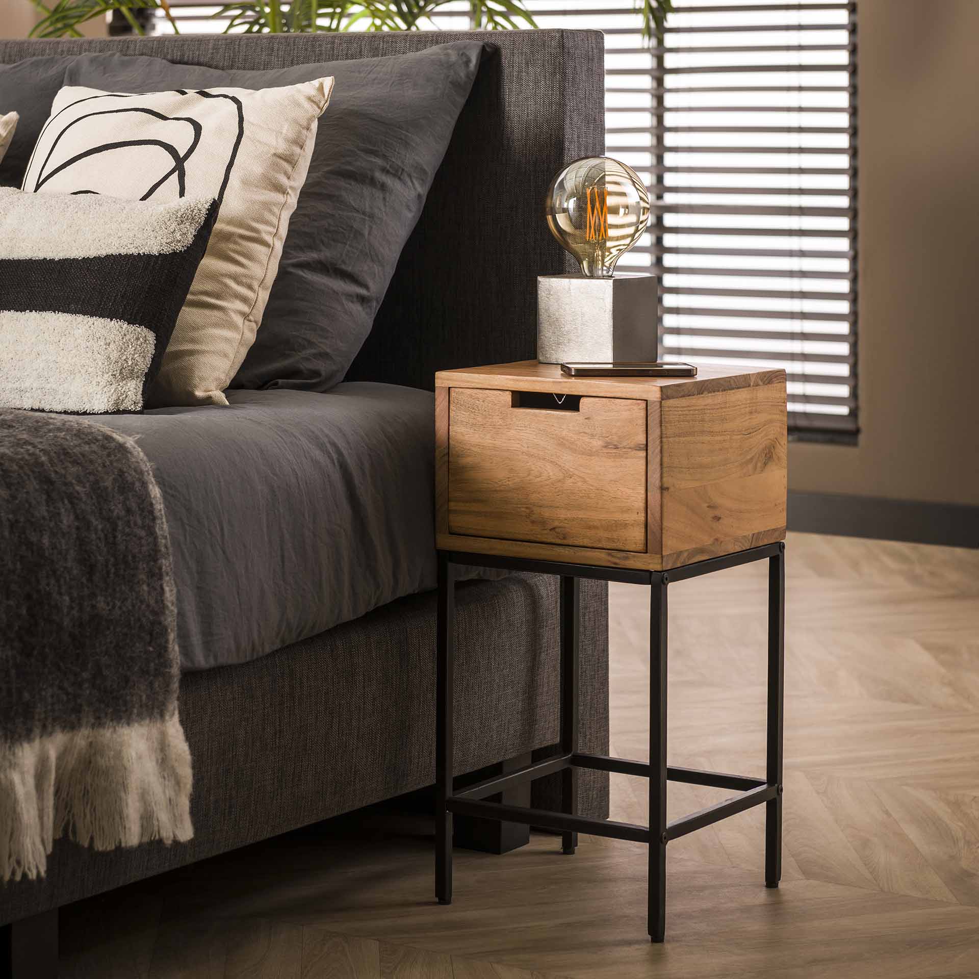 Nachtkastje Jay - Lichtbruin - Acaciahout