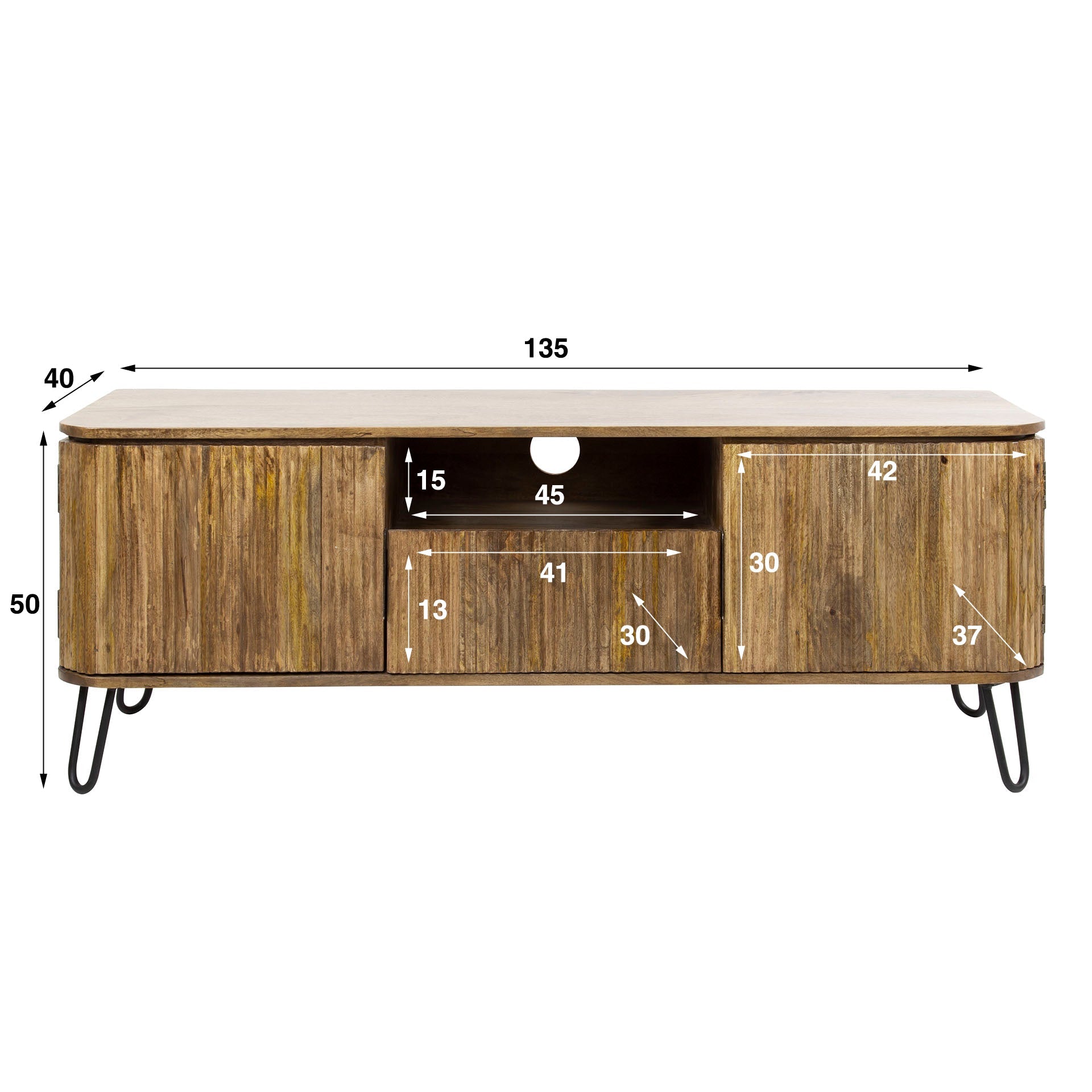 TV-meubel Lustrous - Lichtbruin - Mangohout