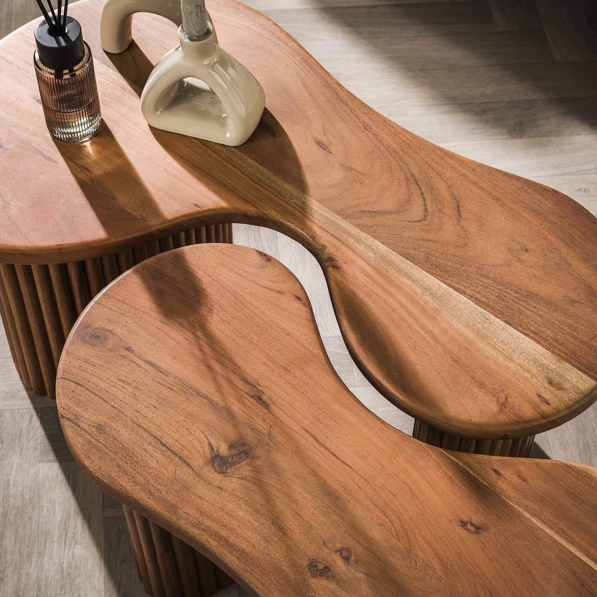 Salontafel Fuse - Bruin - Acaciahout - Organisch - Set van 2