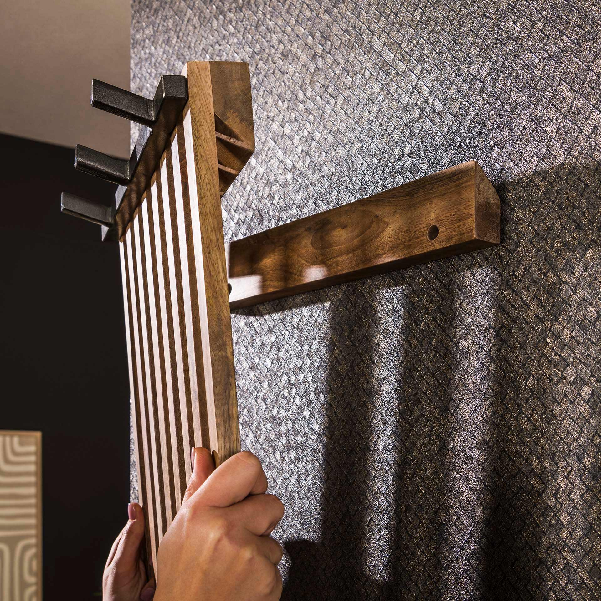 Kapstok Elisa - Mangohout - 6 haken - 100 cm