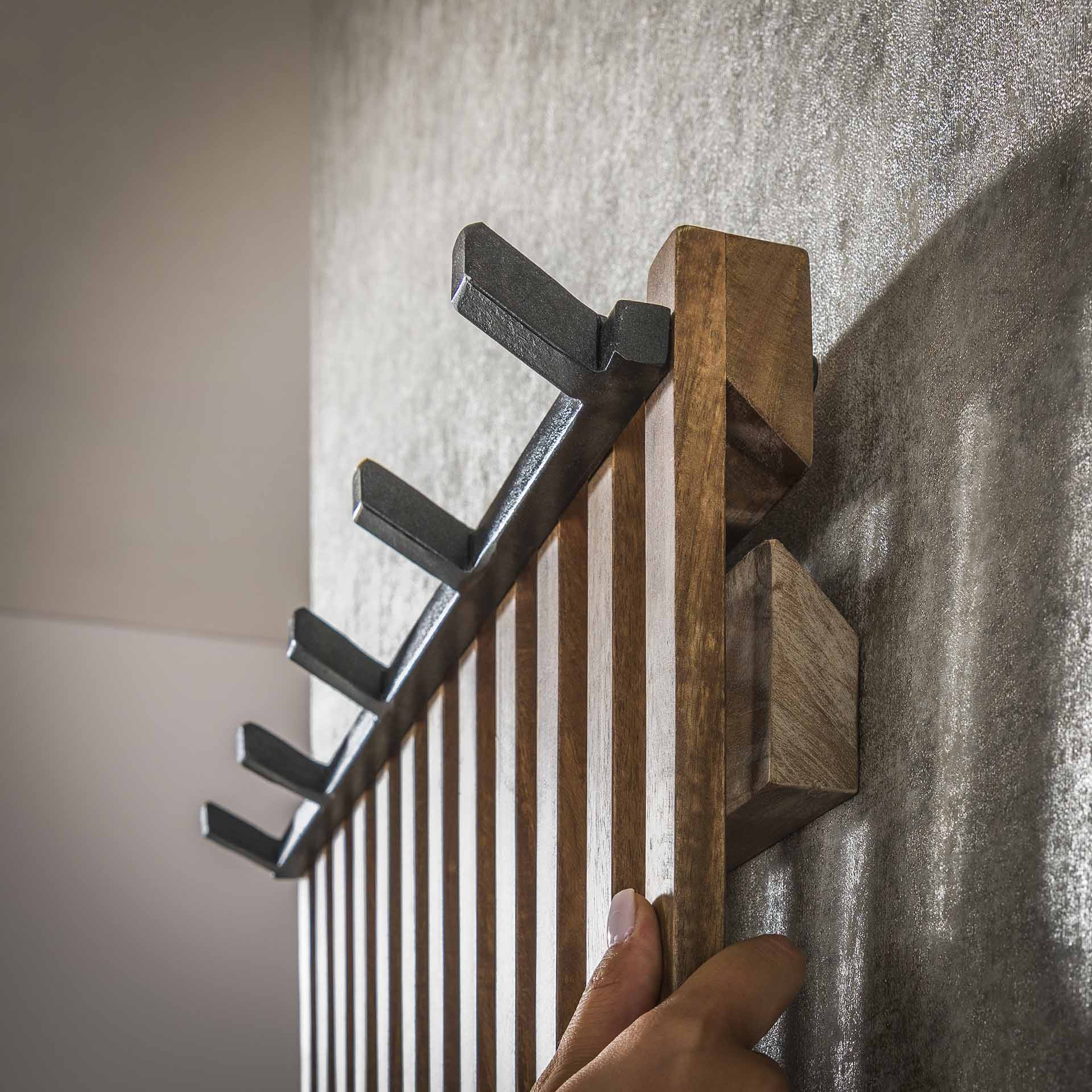 Kapstok Elisa - Mangohout - 14 haken - 160 cm