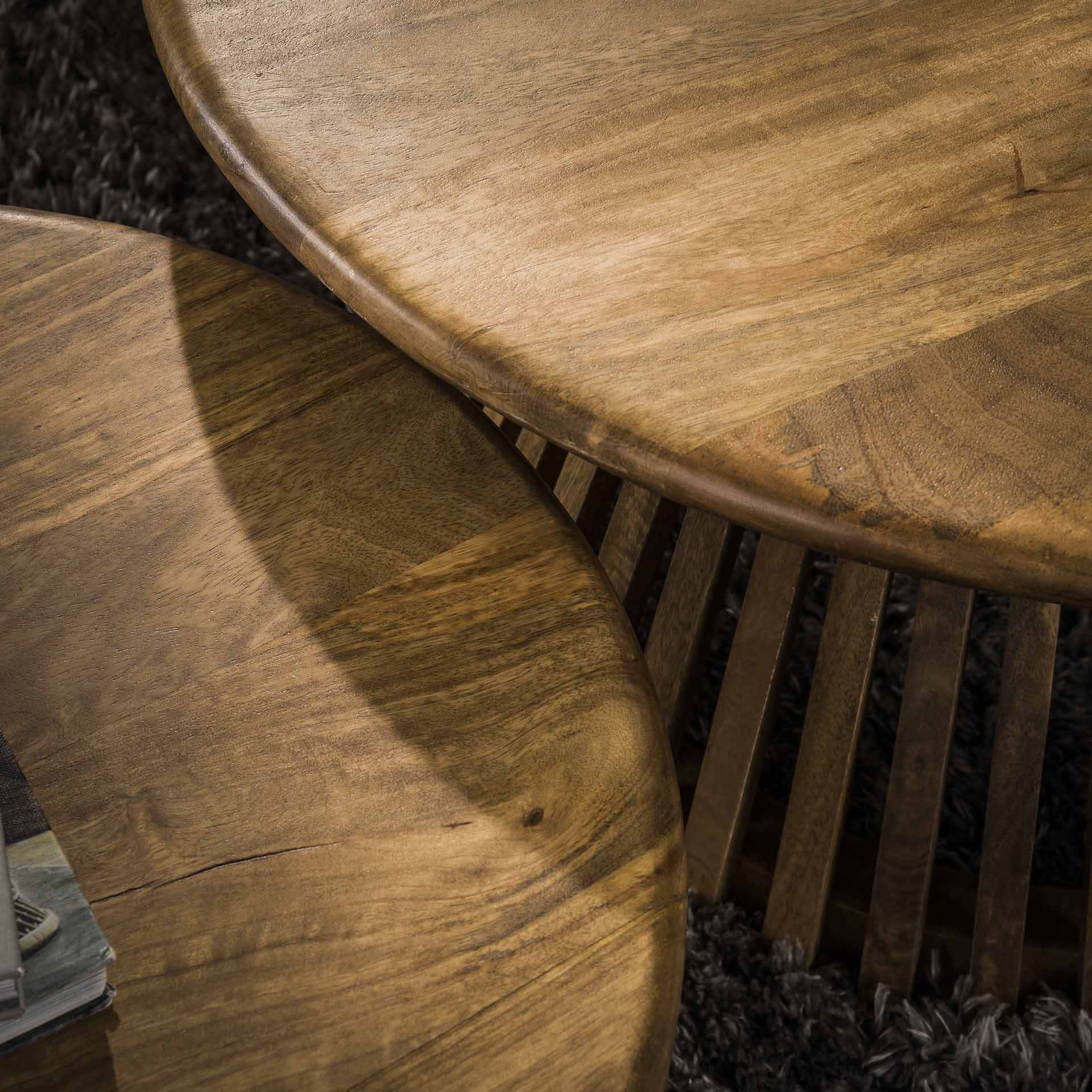 Salontafel Nebula - Rond - Mangohout - Set van 2