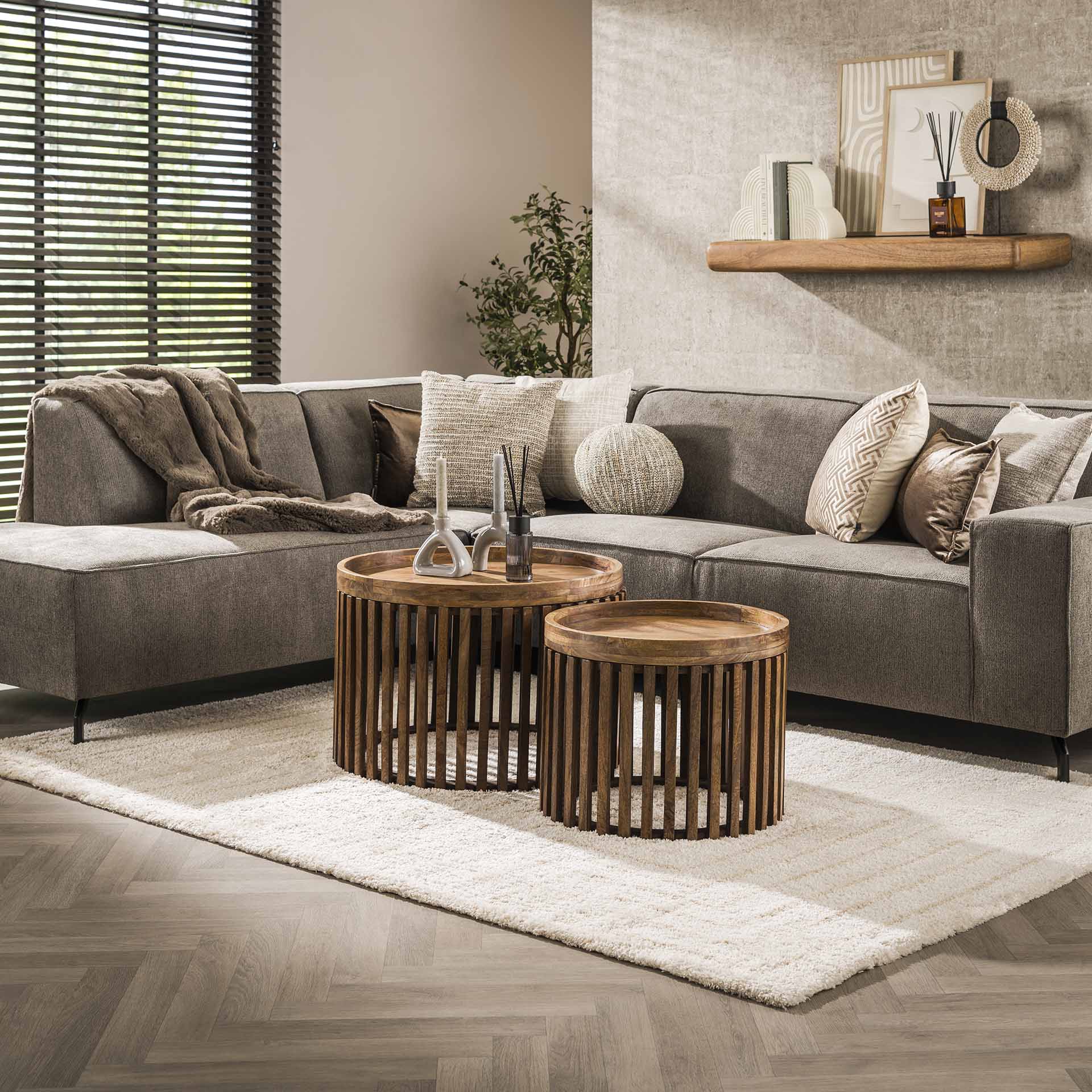 Salontafel Elysium - Rond - Mangohout - Set van 2