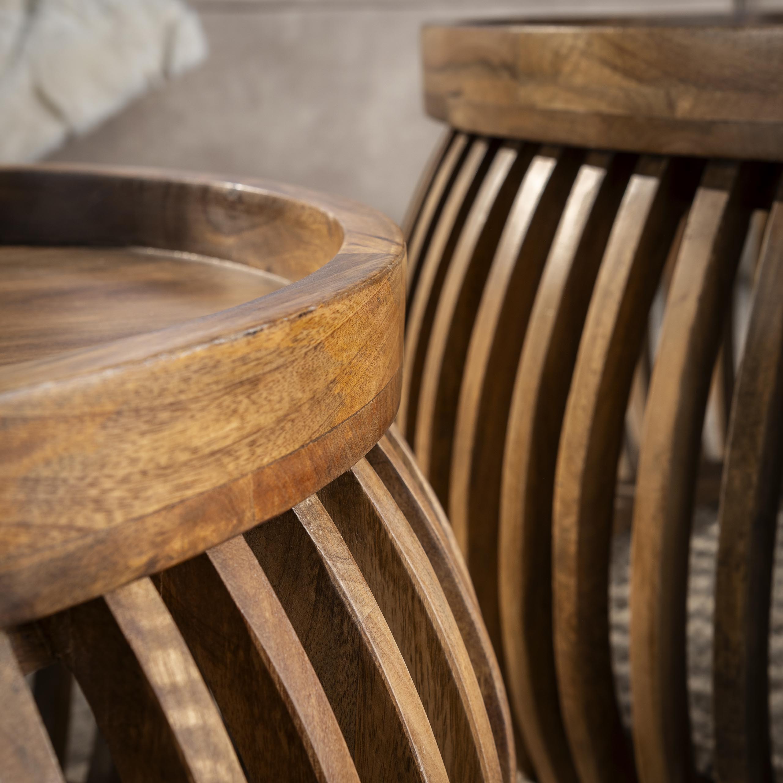 Salontafel Arcadia - Rond - Mangohout - Set van 2