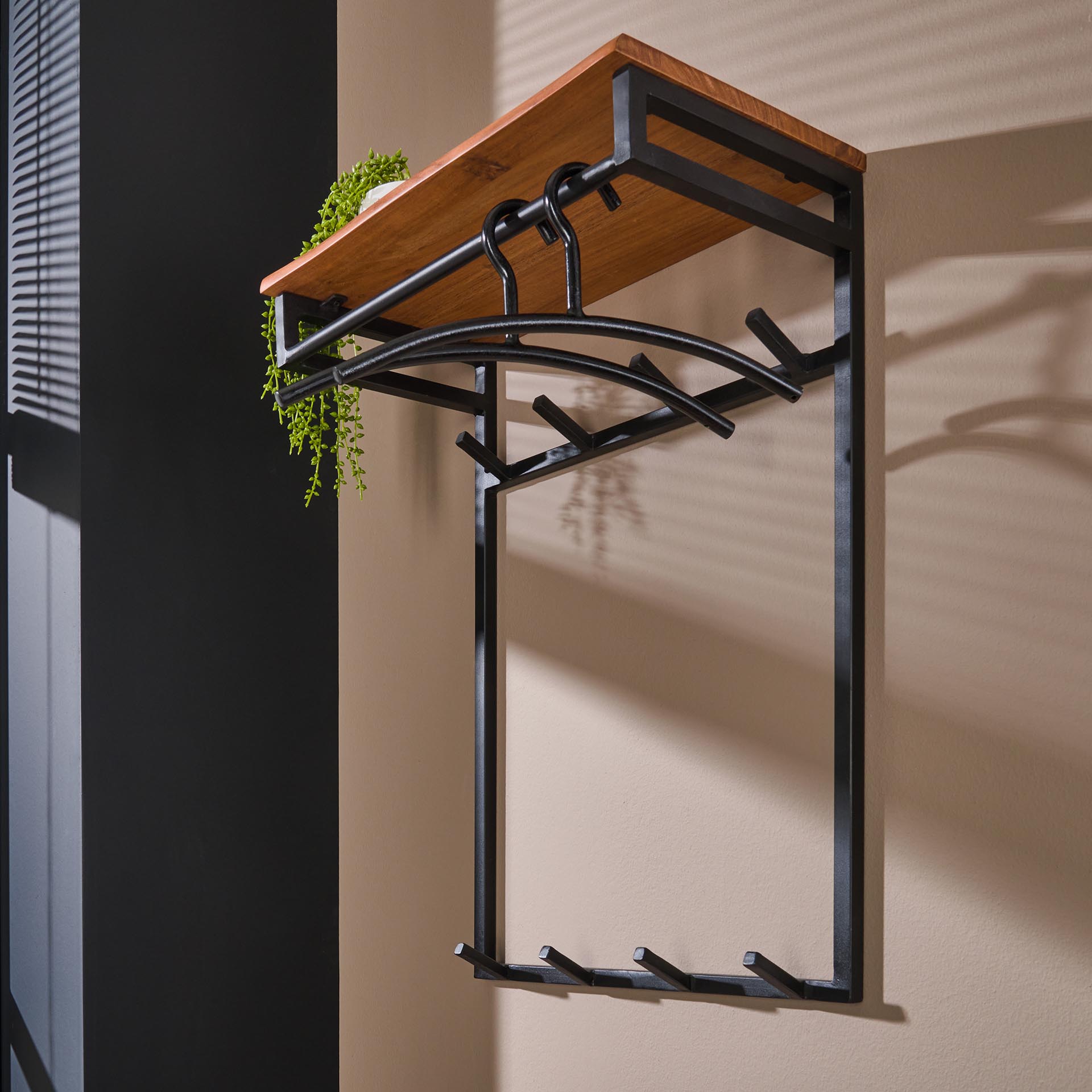 Kapstok Royal - Acaciahout - 8 haken - 55 cm