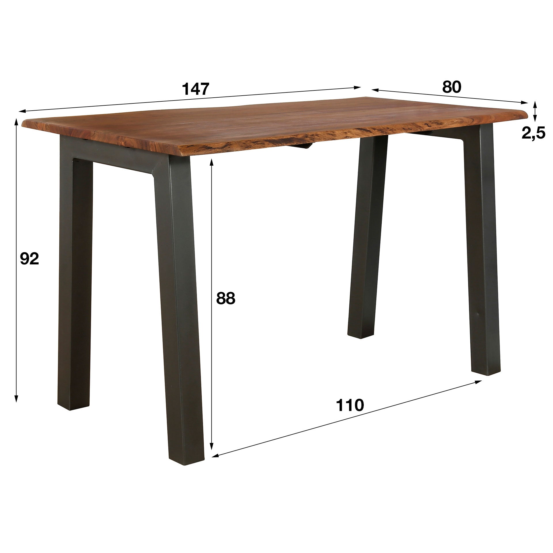 Bartafel Allure - Bruin - Acaciahout - 147 cm