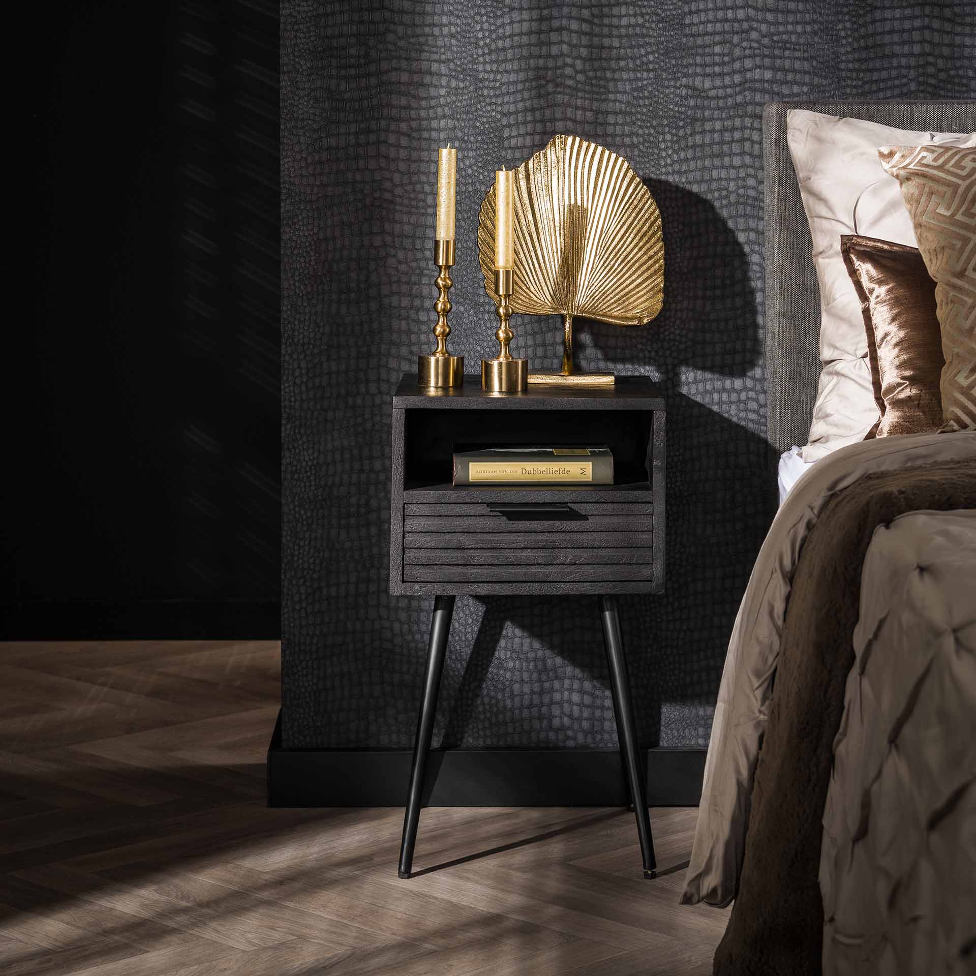 Klein Nachtkastje Astra - Zwart - Mangohout