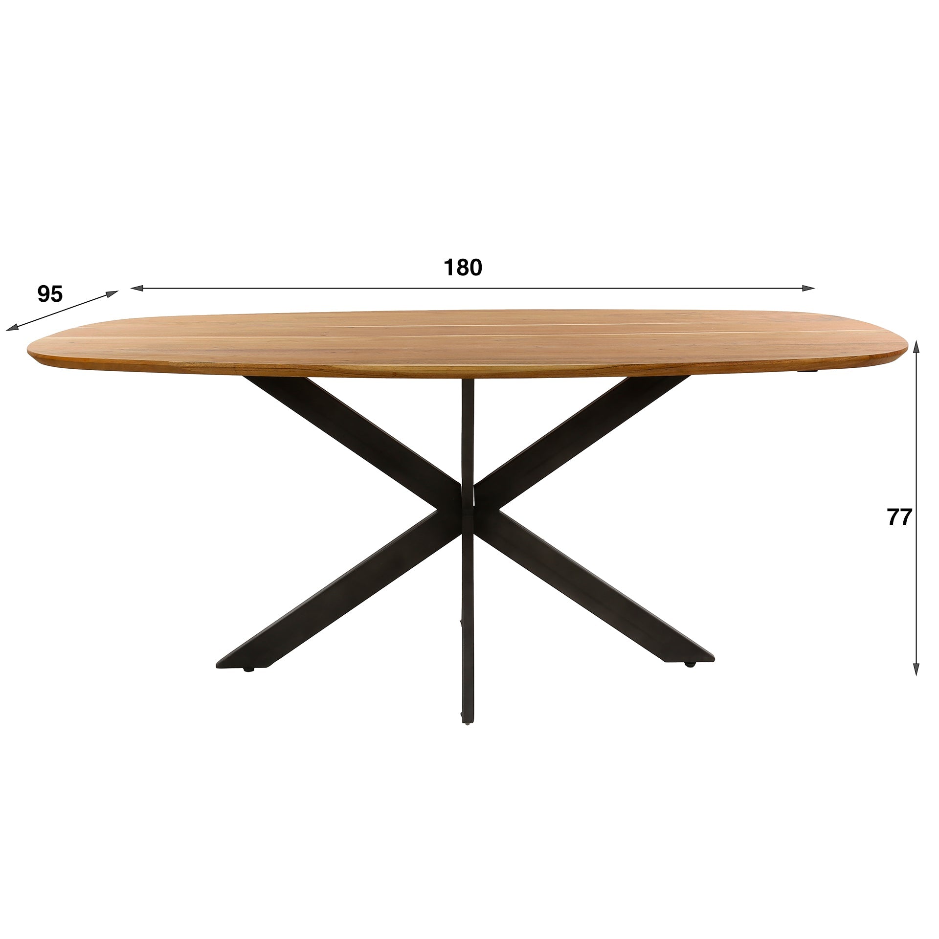 Eettafel Melody - Deens Ovaal - Acaciahout - 180 cm