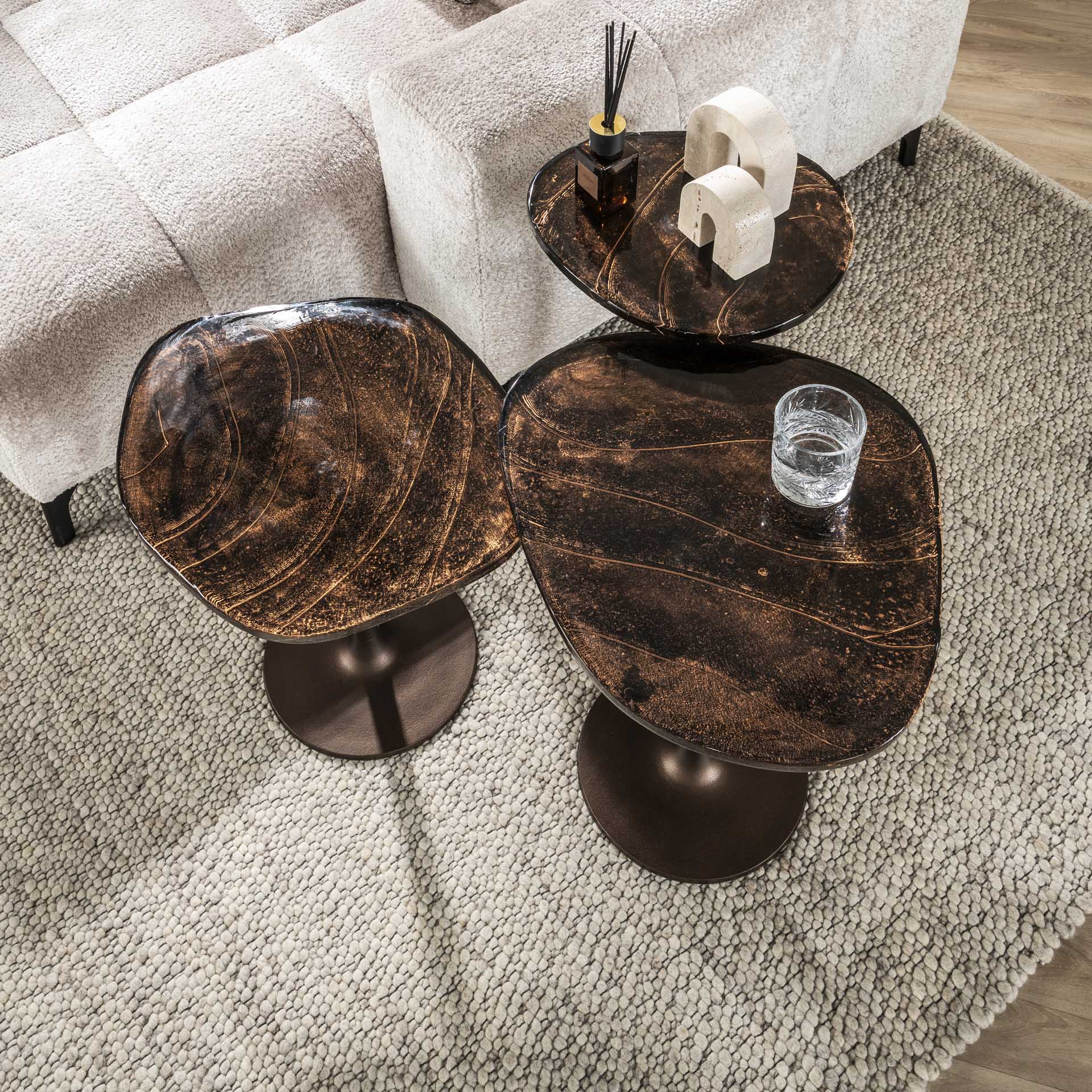 Bijzettafel Nivo - Organisch - Koper - Glas