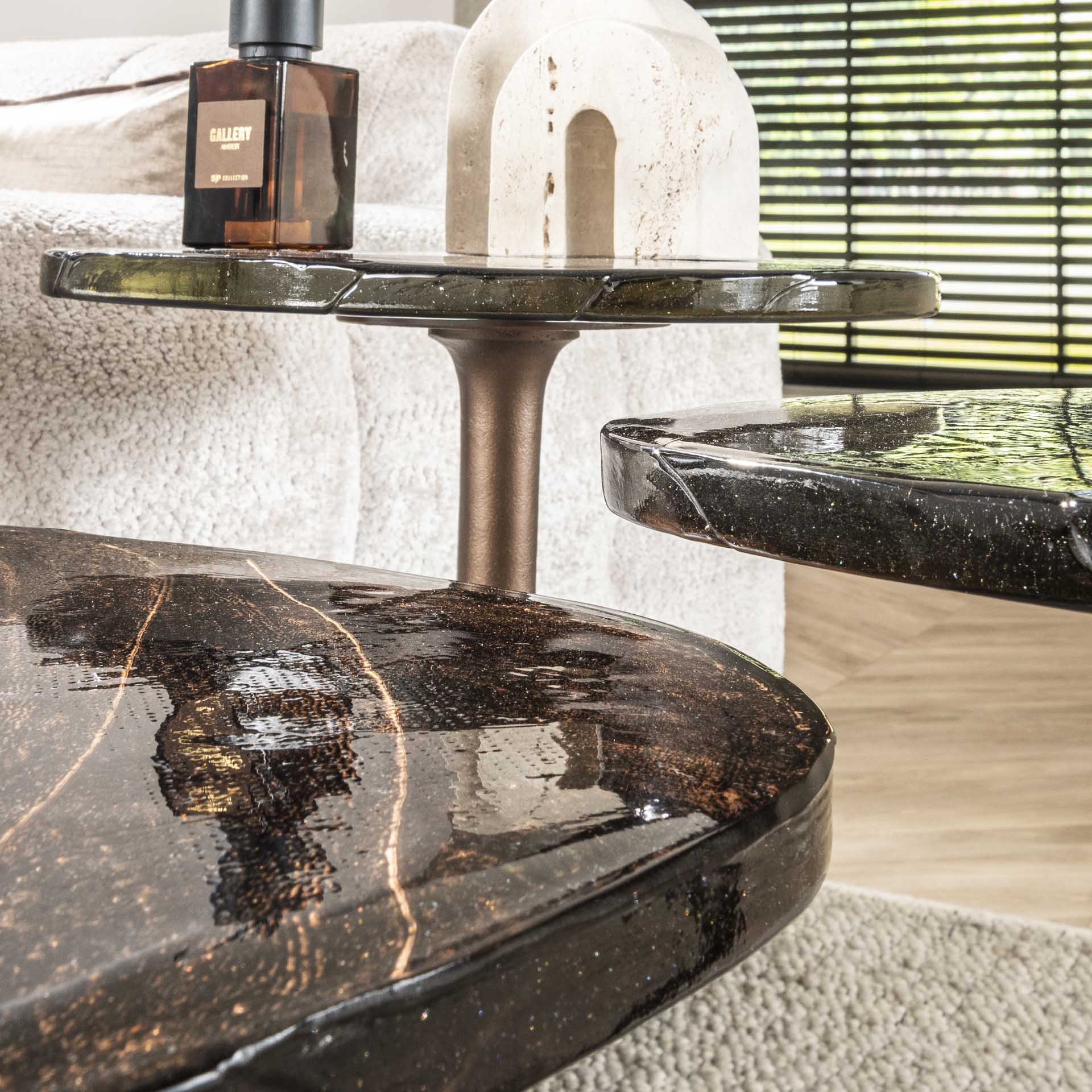 Bijzettafel Lenza - Biologisch - Koper - Glas