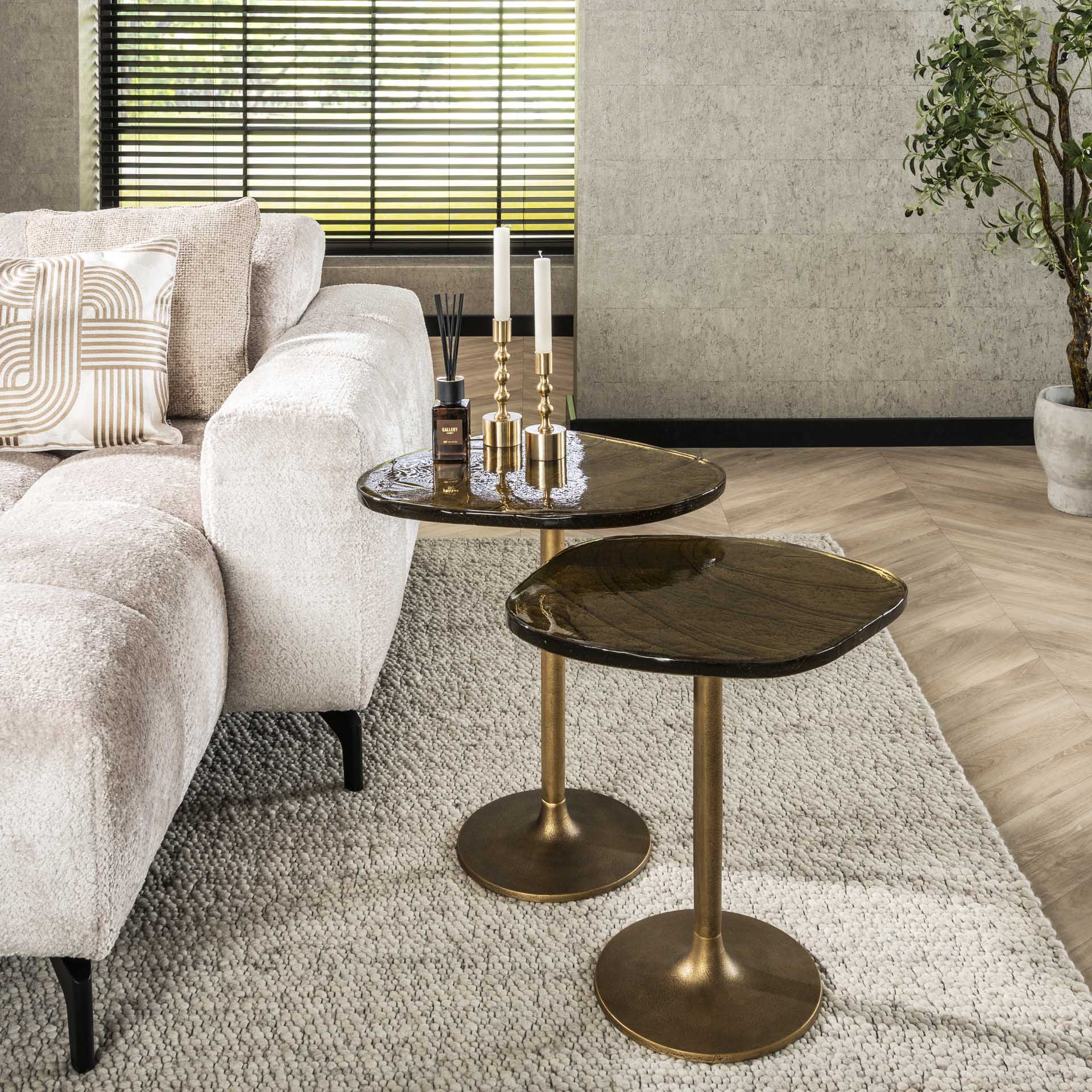 Bijzettafel Varo - Biologisch - Goud - Glas