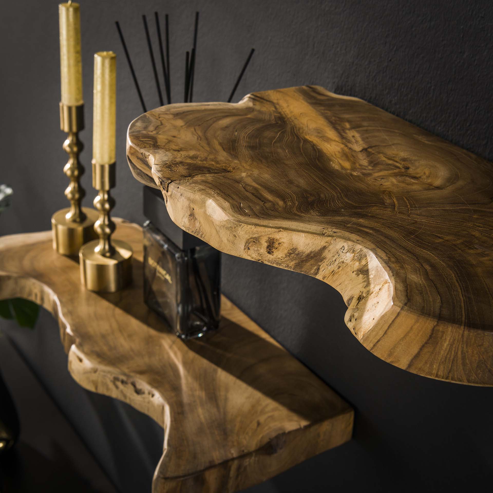 Wandplank Sublime - Bruin - Teakhout - Set van 3