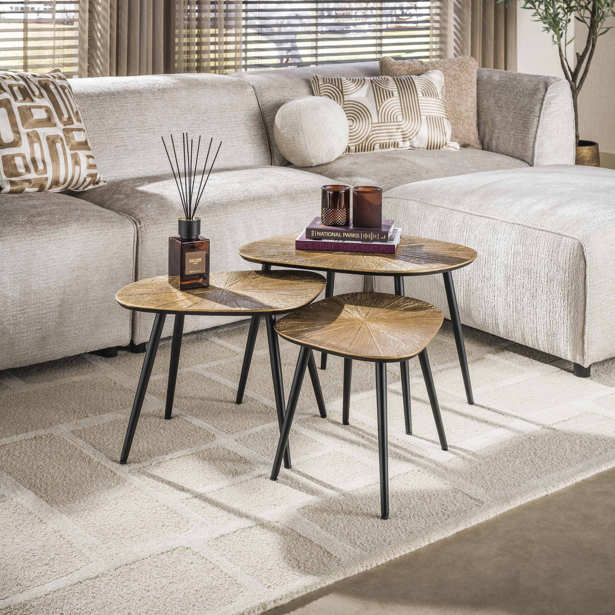 Salontafel Trevaro - Biologisch - Goud - Set van 3