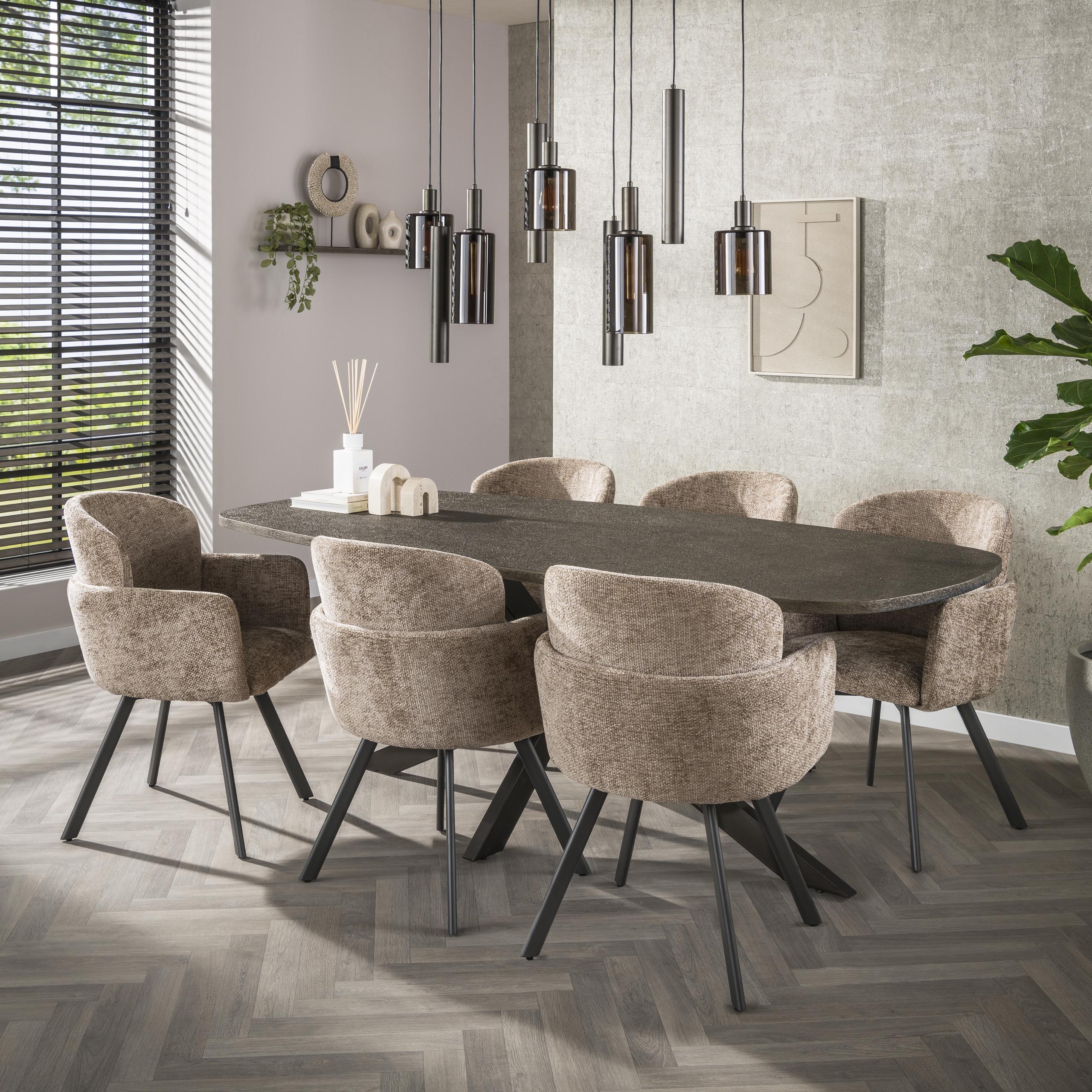 Eettafel Montier - Deens Ovaal - Liquid Metal - 215 cm