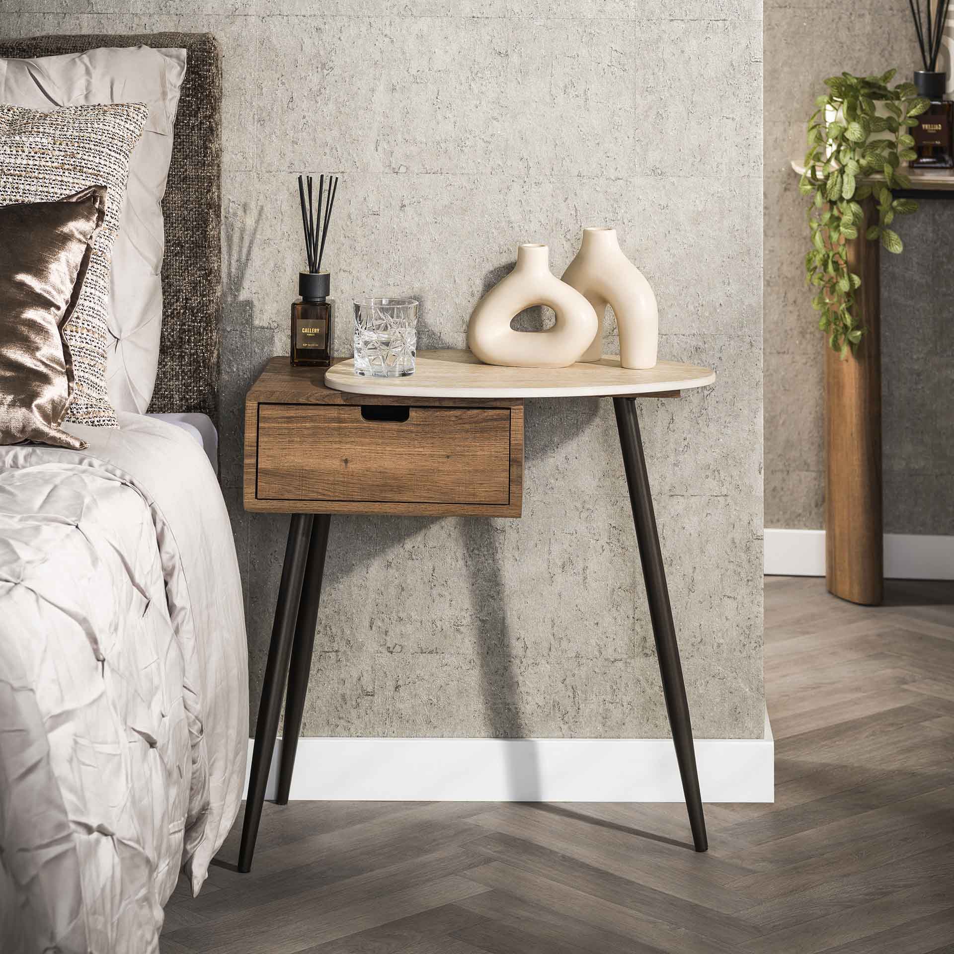 Nachtkastje Trivo - Travertin - Staand - Rechts