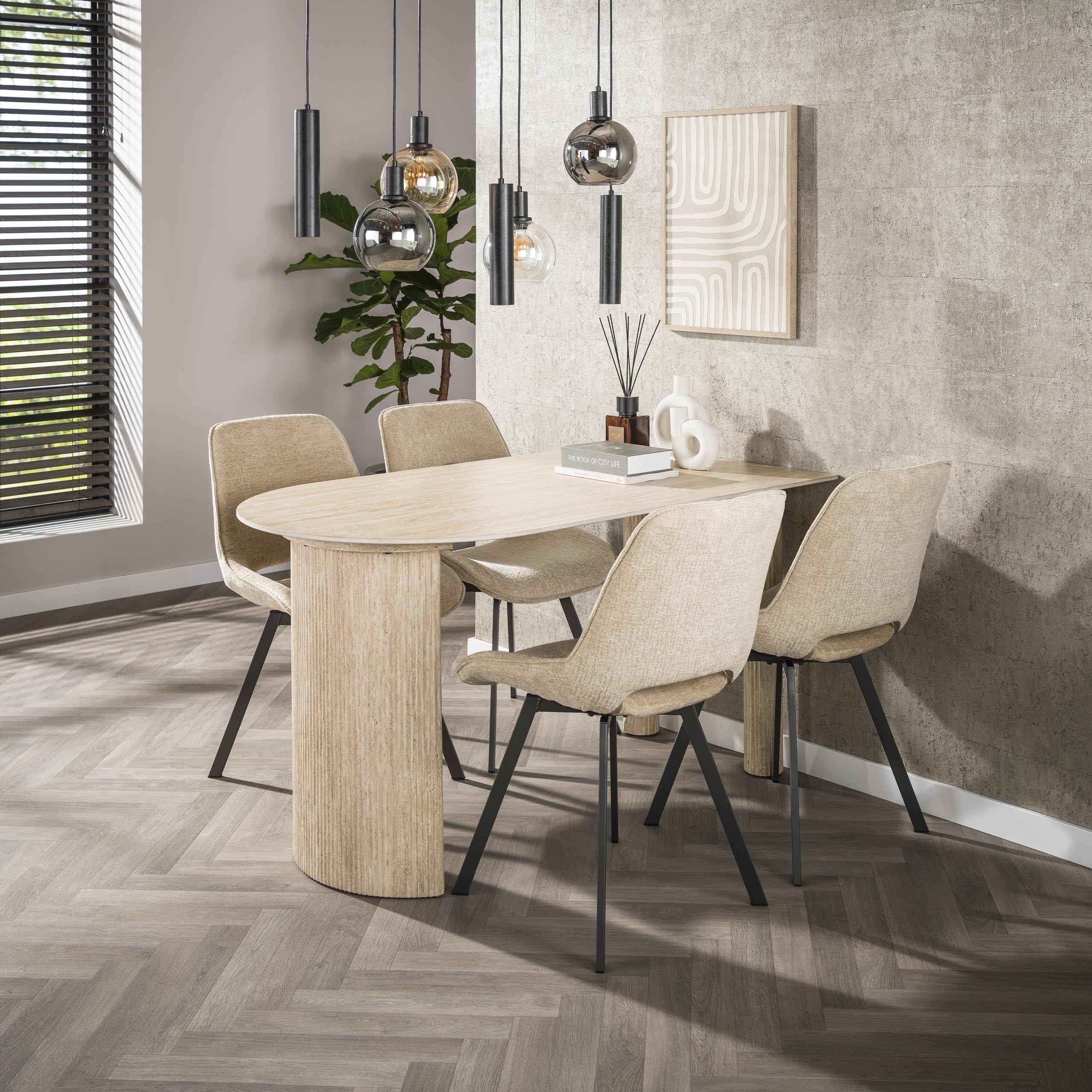 Eetkamerstoel Sova - Beige - Jaroq Stof - Draaibaar