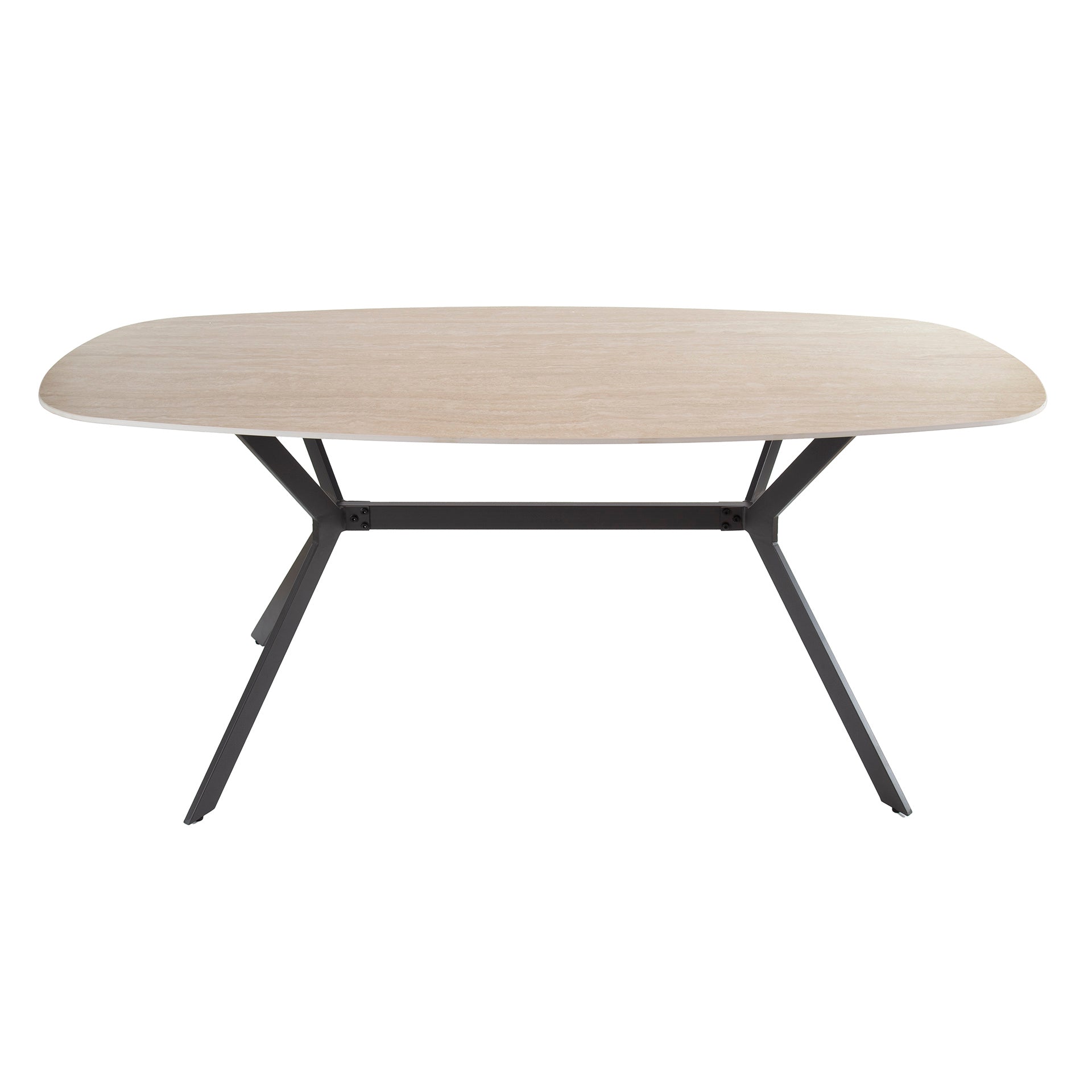 Eettafel Travi - Ivoor - Keramisch Travertin - 180 cm - Deens Ovaal