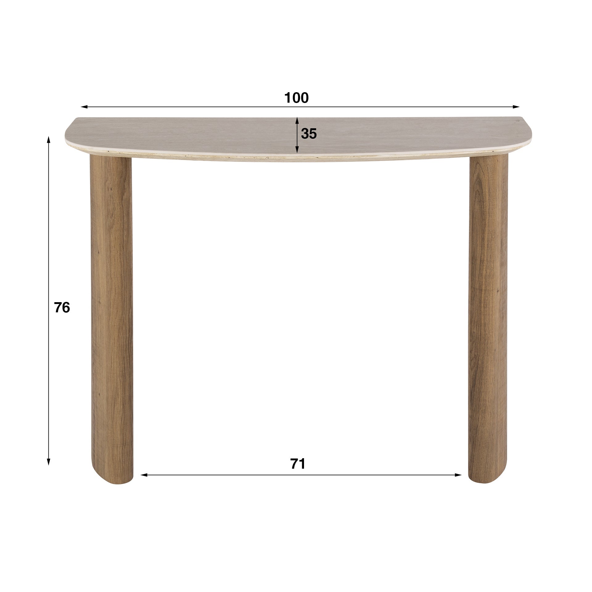 Haltafel Celine - Ivoor - Keramisch Travertin - 76 cm