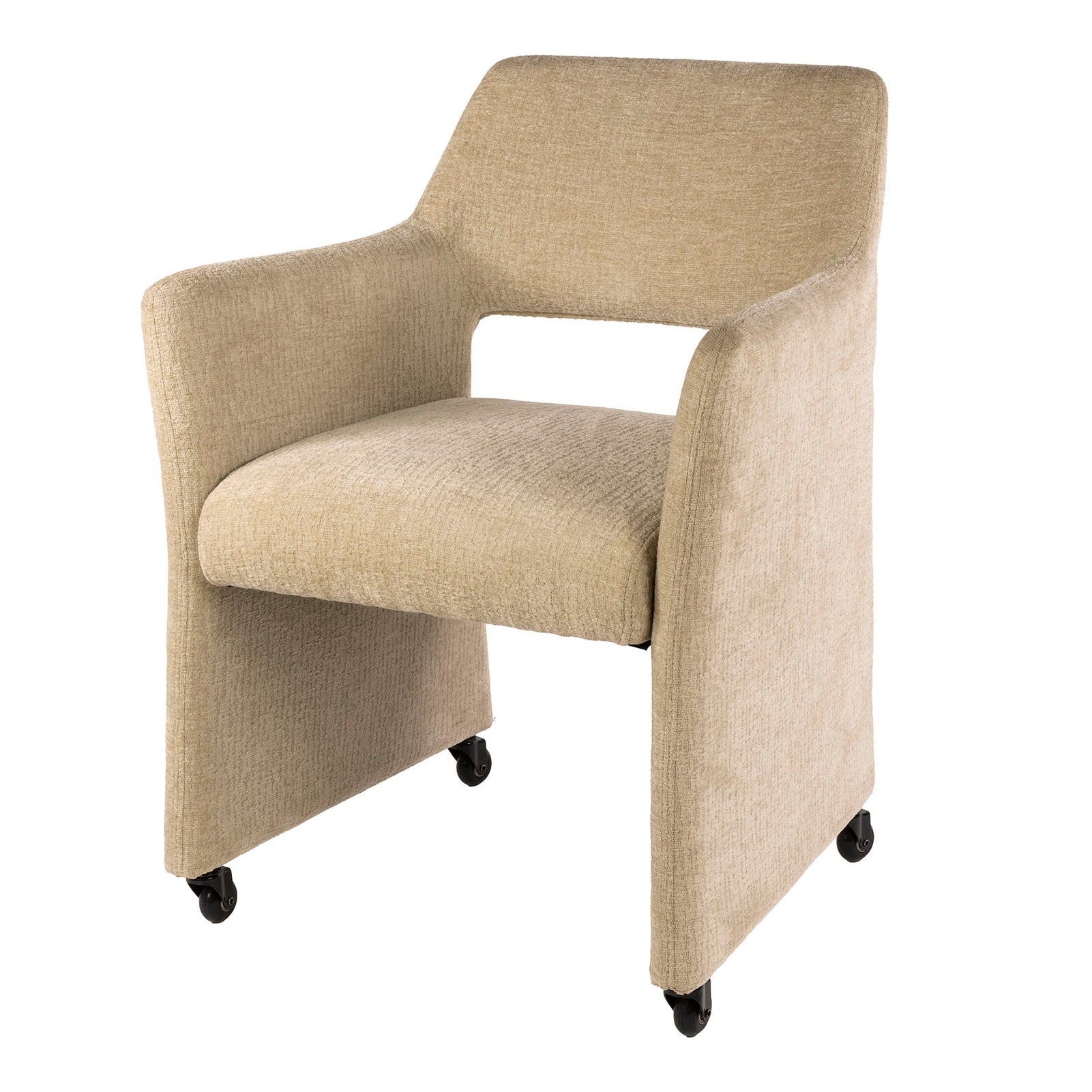 Eetkamerstoel Dorelle - Beige - Jaroq Stof - Met Wieltjes