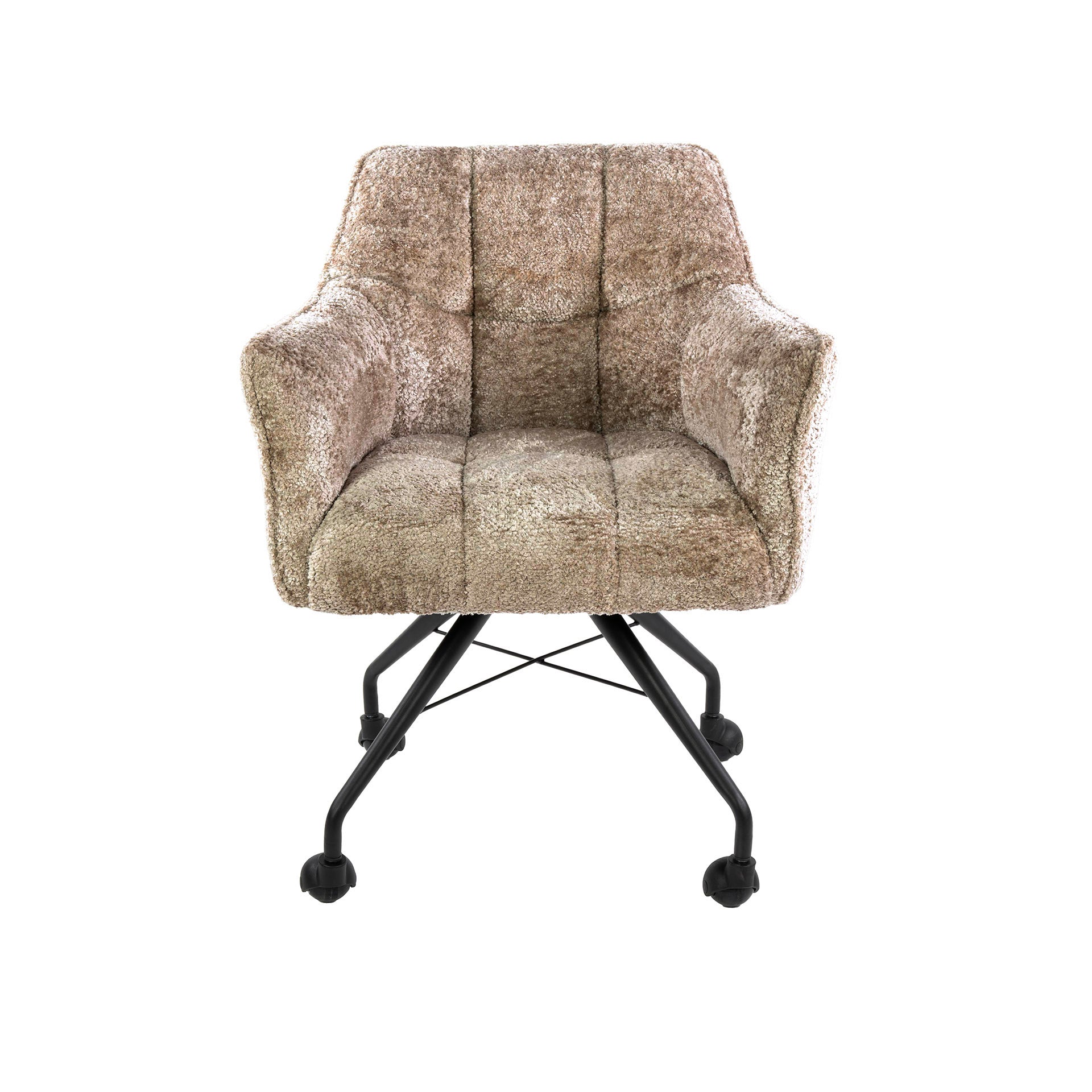 Eetkamerstoel Vantage - Beige - Savelle Stof - Met Wieltjes