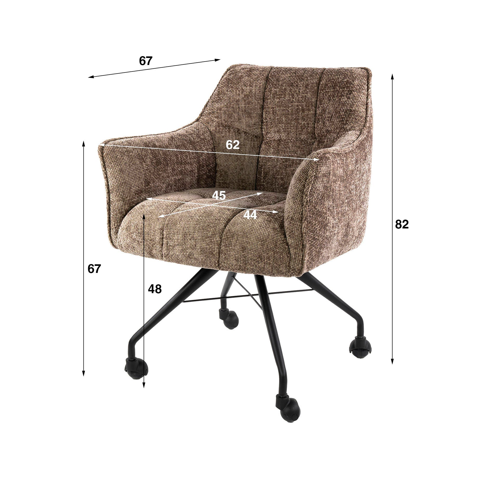 Eetkamerstoel Vantage - Champagne - Renegade Stof - Met Wieltjes