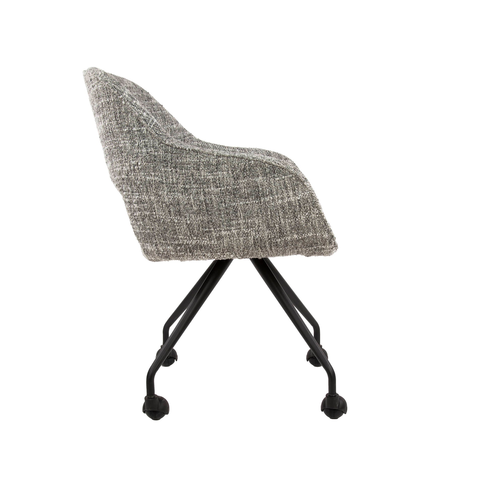 Eetkamerstoel Aurelia - Grijs - Renegade Stof - Met Wieltjes