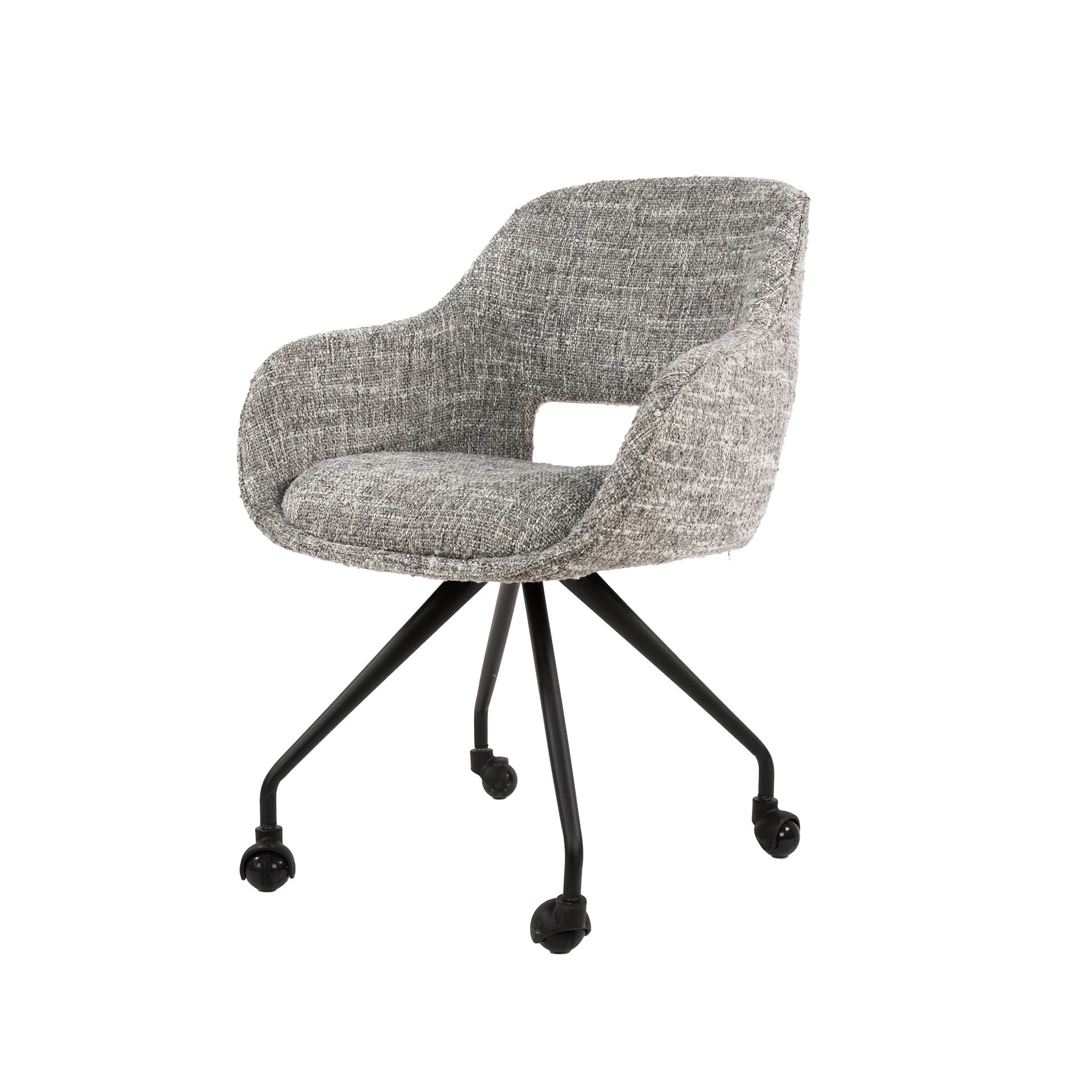 Eetkamerstoel Aurelia - Grijs - Renegade Stof - Met Wieltjes