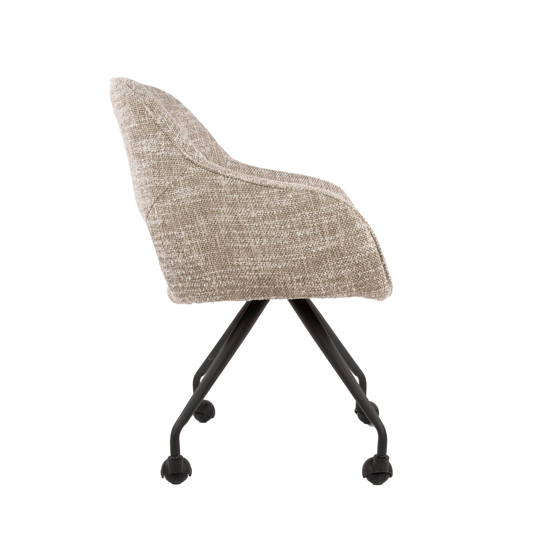 Eetkamerstoel Aurelia - Beige - Renegade Stof - Met Wieltjes