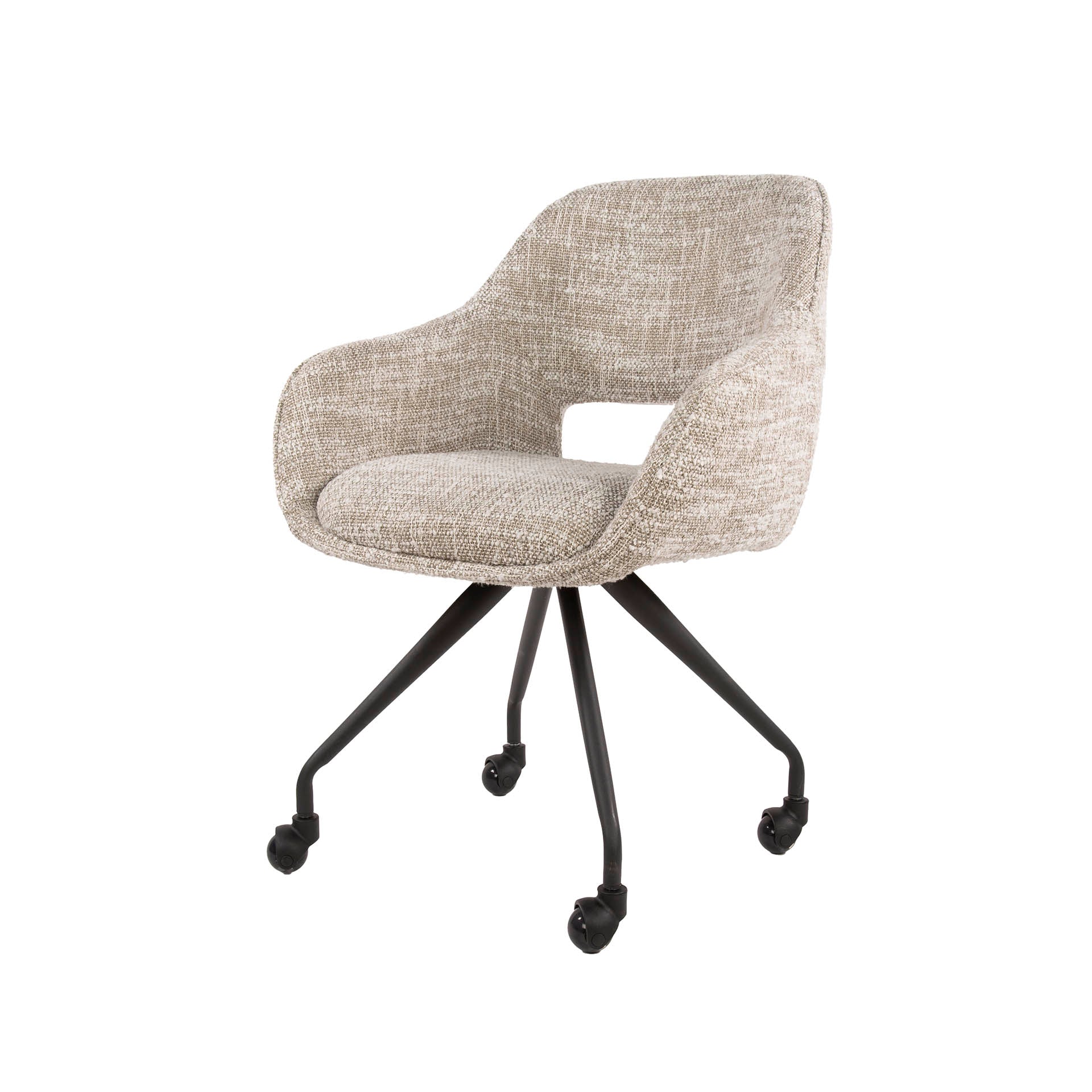 Eetkamerstoel Aurelia - Beige - Renegade Stof - Met Wieltjes