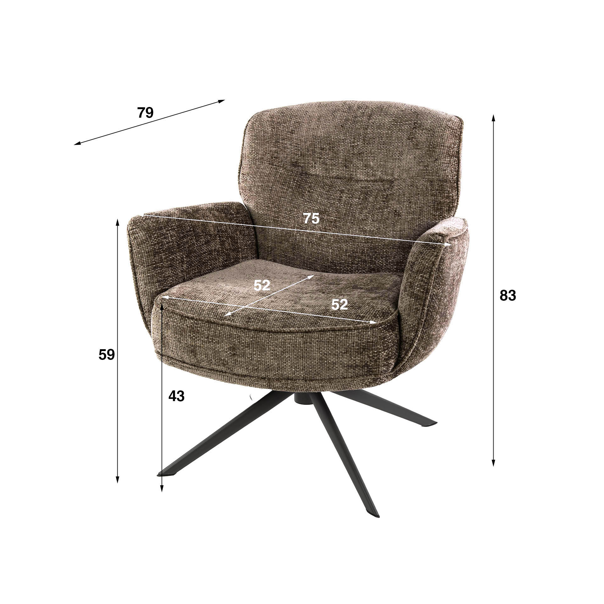 Draaifauteuil Theodore - Champagne - Renegade Stof - Pocketvering
