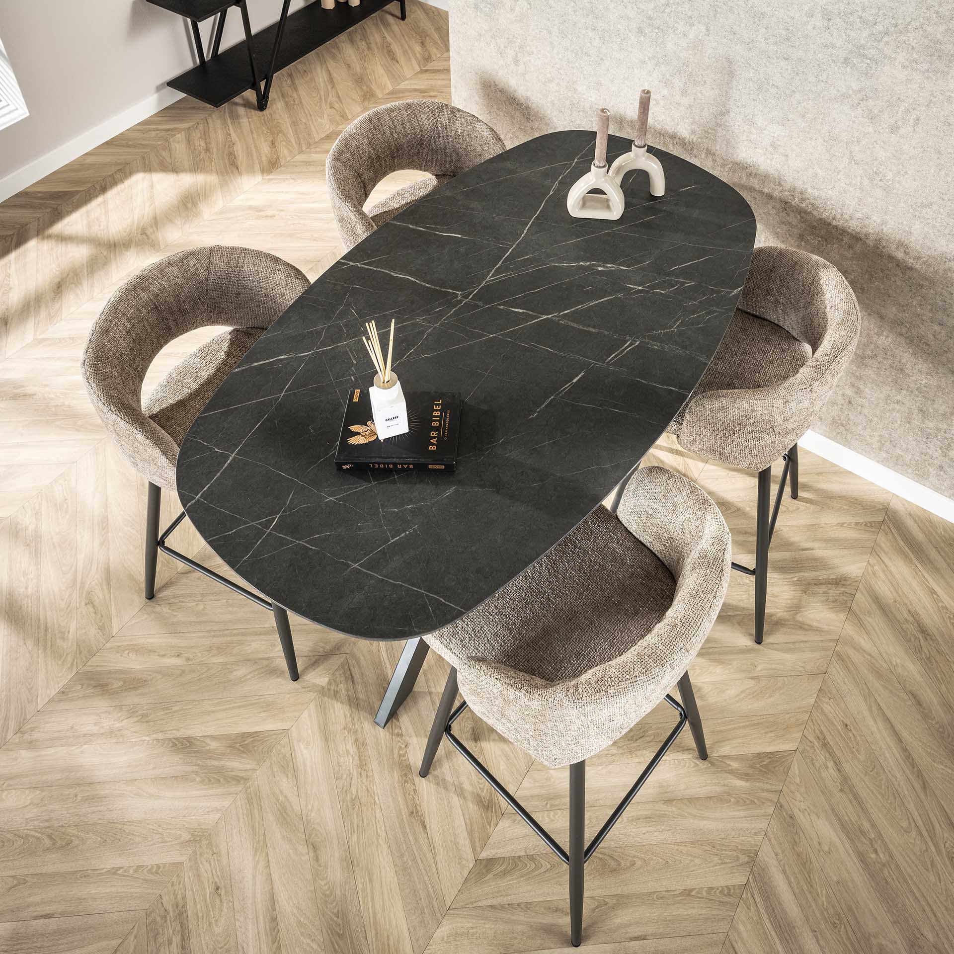 Bartafel Travis - Zwart - Keramisch Melamine - 140 cm