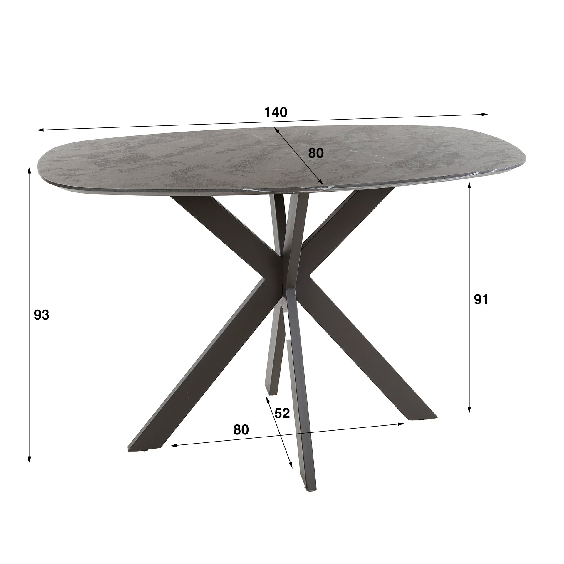 Bartafel Travis - Zwart - Keramisch Melamine - 140 cm