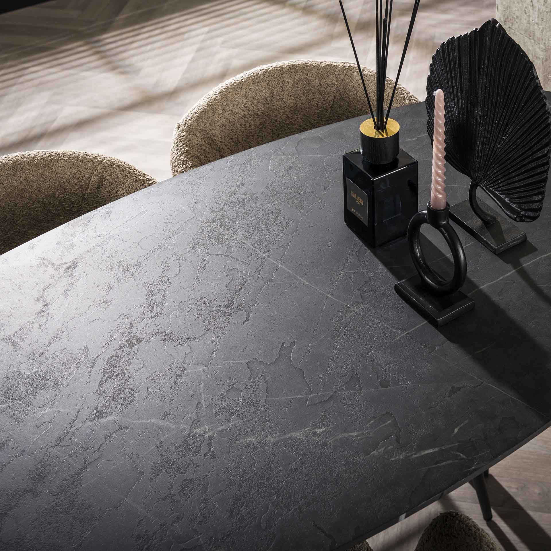 Bartafel Dario - Zwart - Keramisch Melamine - 140 cm