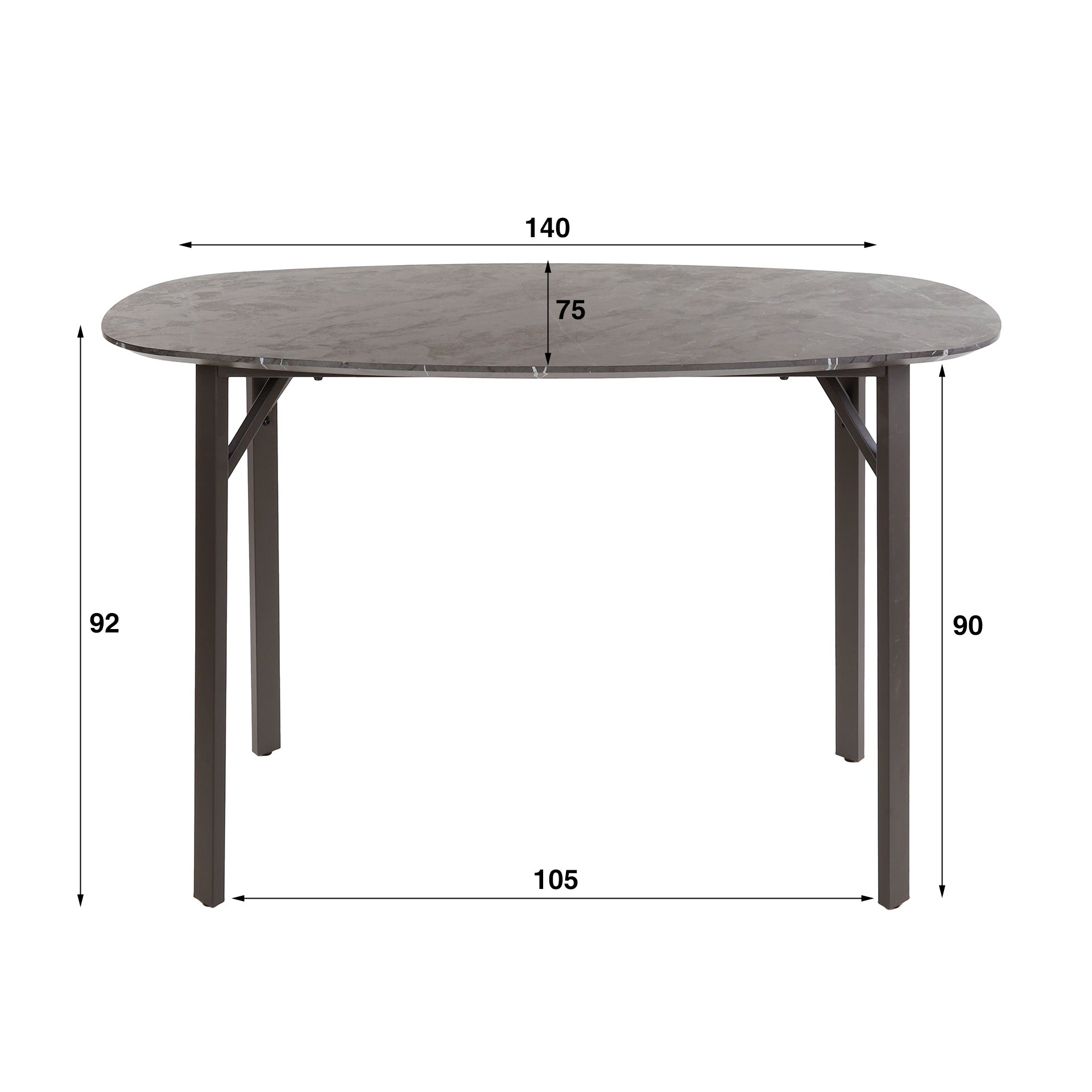 Bartafel Dario - Zwart - Keramisch Melamine - 140 cm