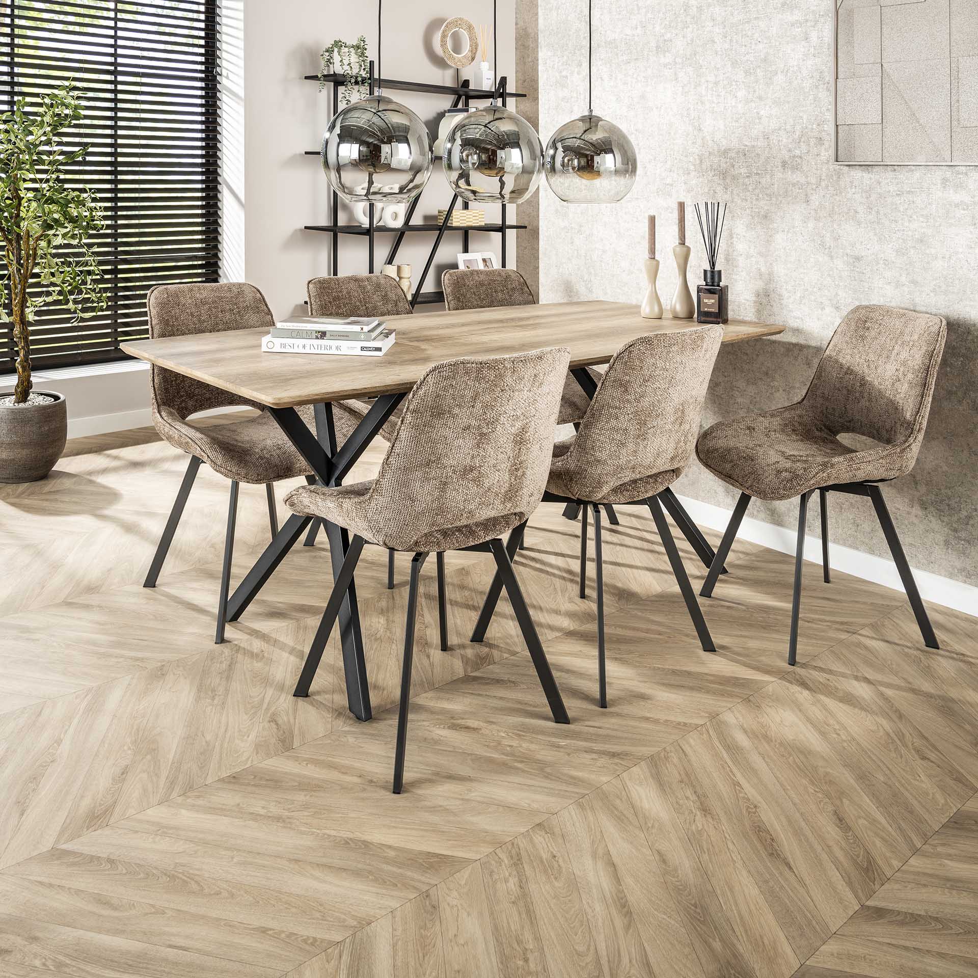 Eettafel River - Ovaal - MDF - 190 cm - Lichtbruin