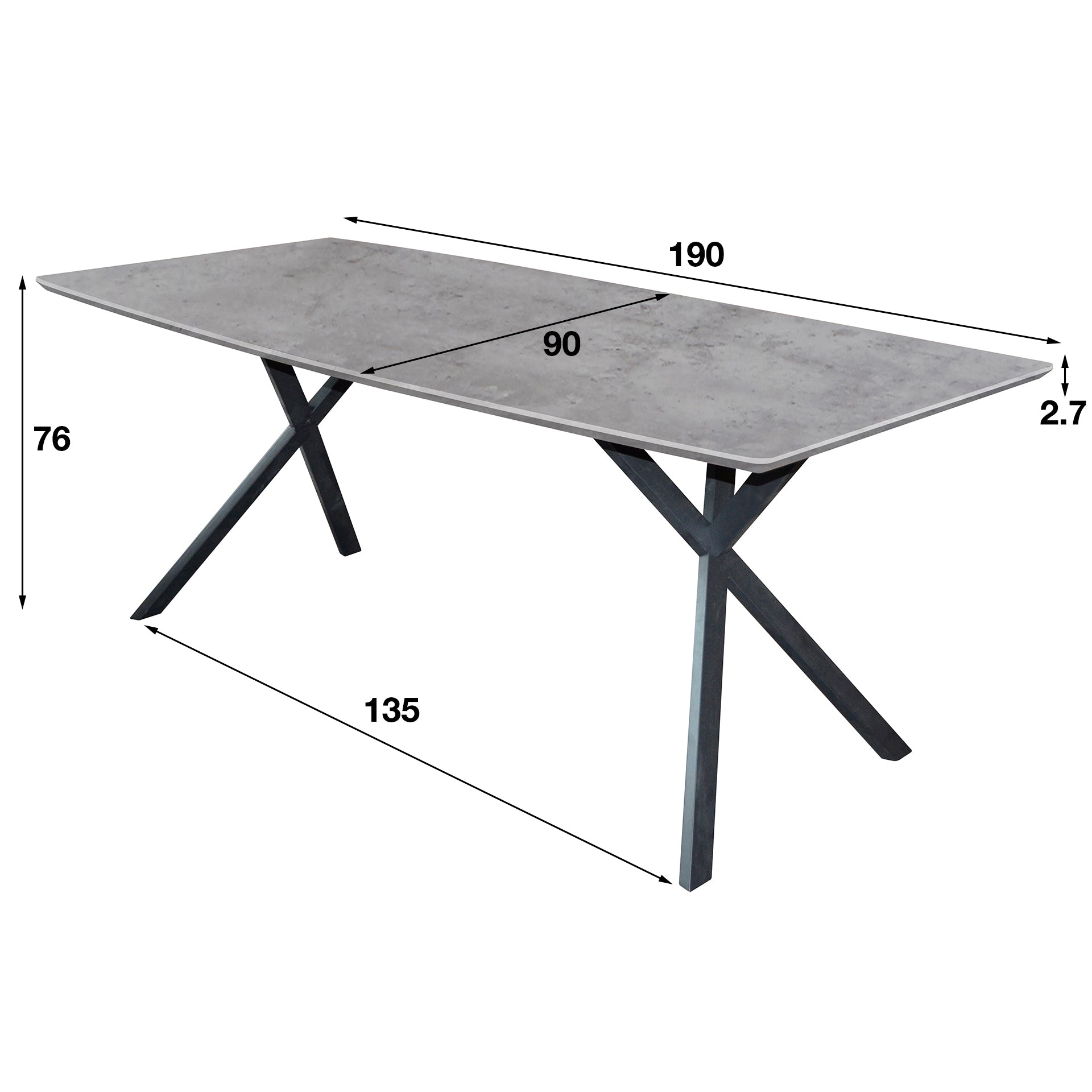 Eettafel River - Ovaal - MDF - 190 cm - Betonlook