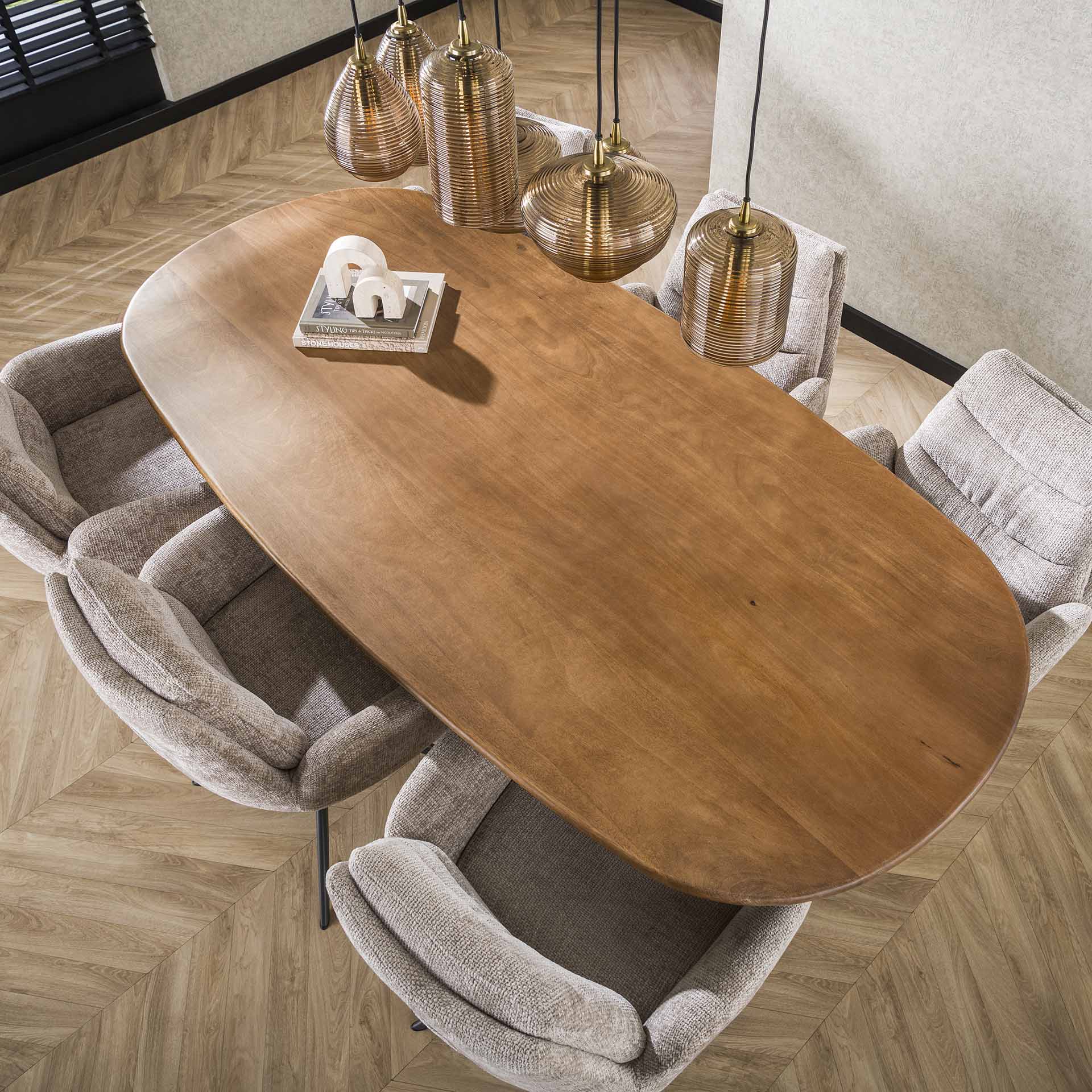 Eettafel Montaro - Bruin - Mangohout - 180 cm - Deens Ovaal