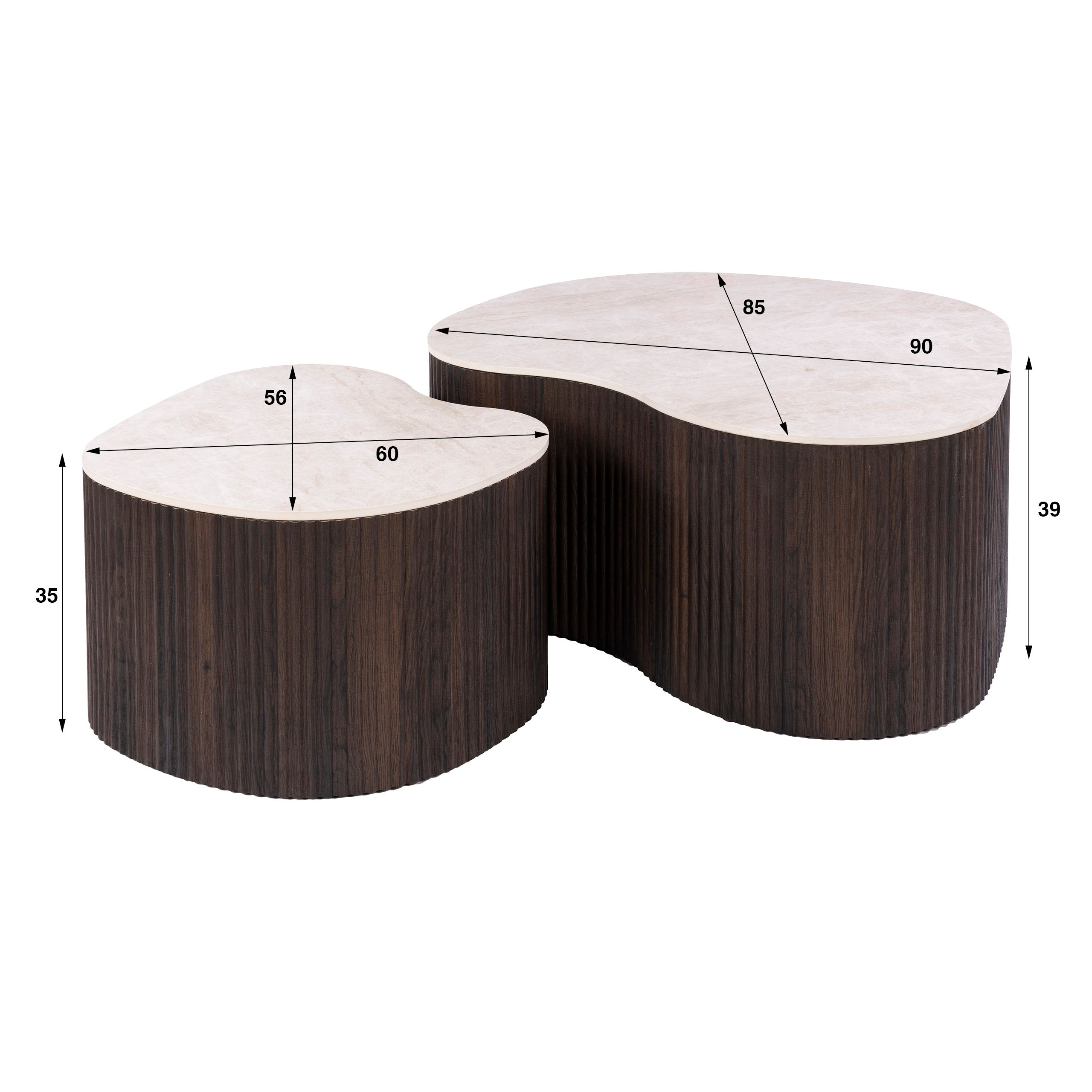 Salontafel Azula - Japandi - Organisch - Taj Mahal - Set van 2