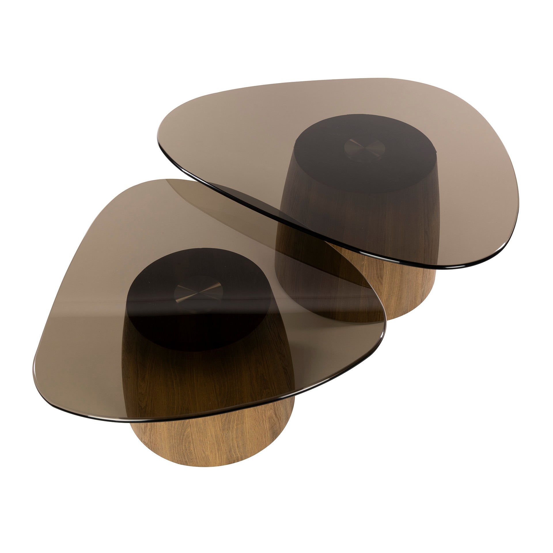 Salontafel Chiron - Organisch - Brons Glas - Set van 2