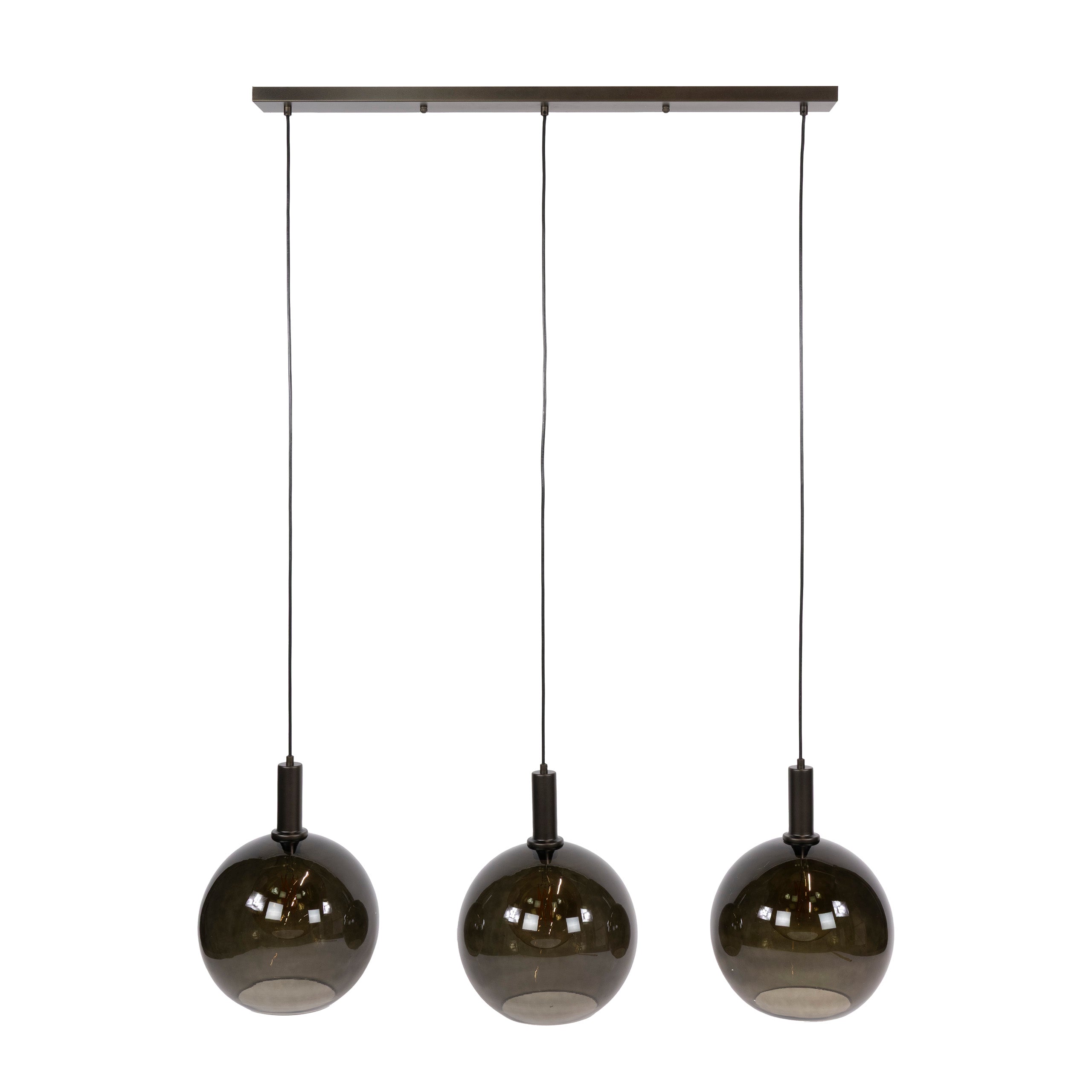 Hanglamp Sira - 3-lichts - Brons - Glazen Bollen