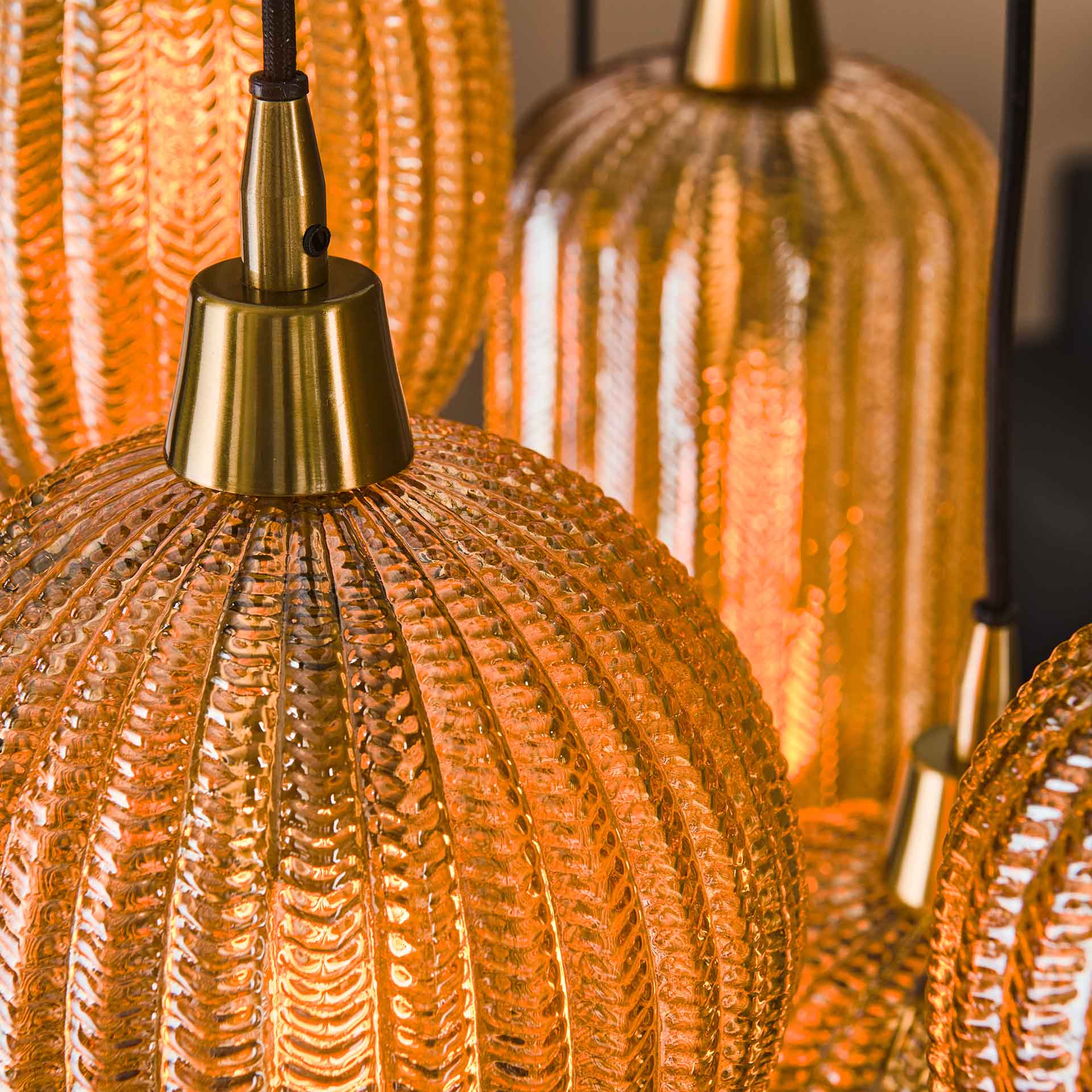 Hanglamp Elio - 7-lichts - Amberkleurig - Glas