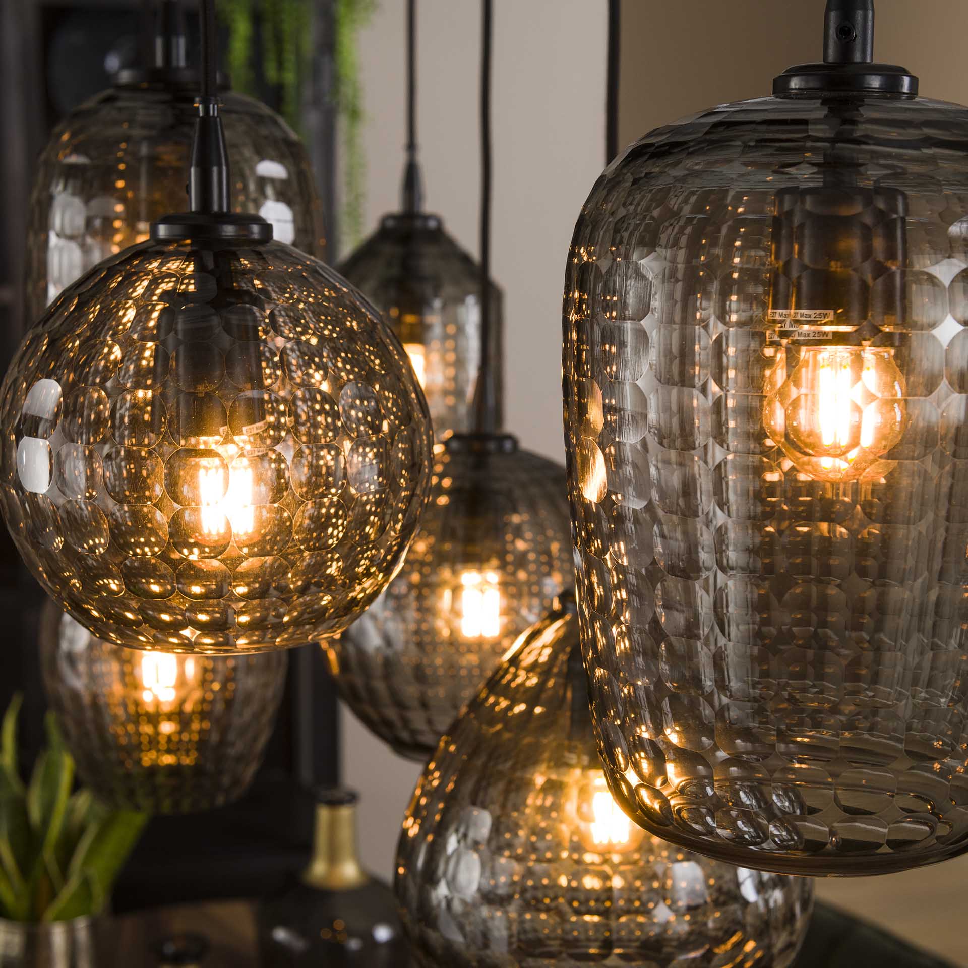 Hanglamp Sky - 7-lichts - Smoke - Glas