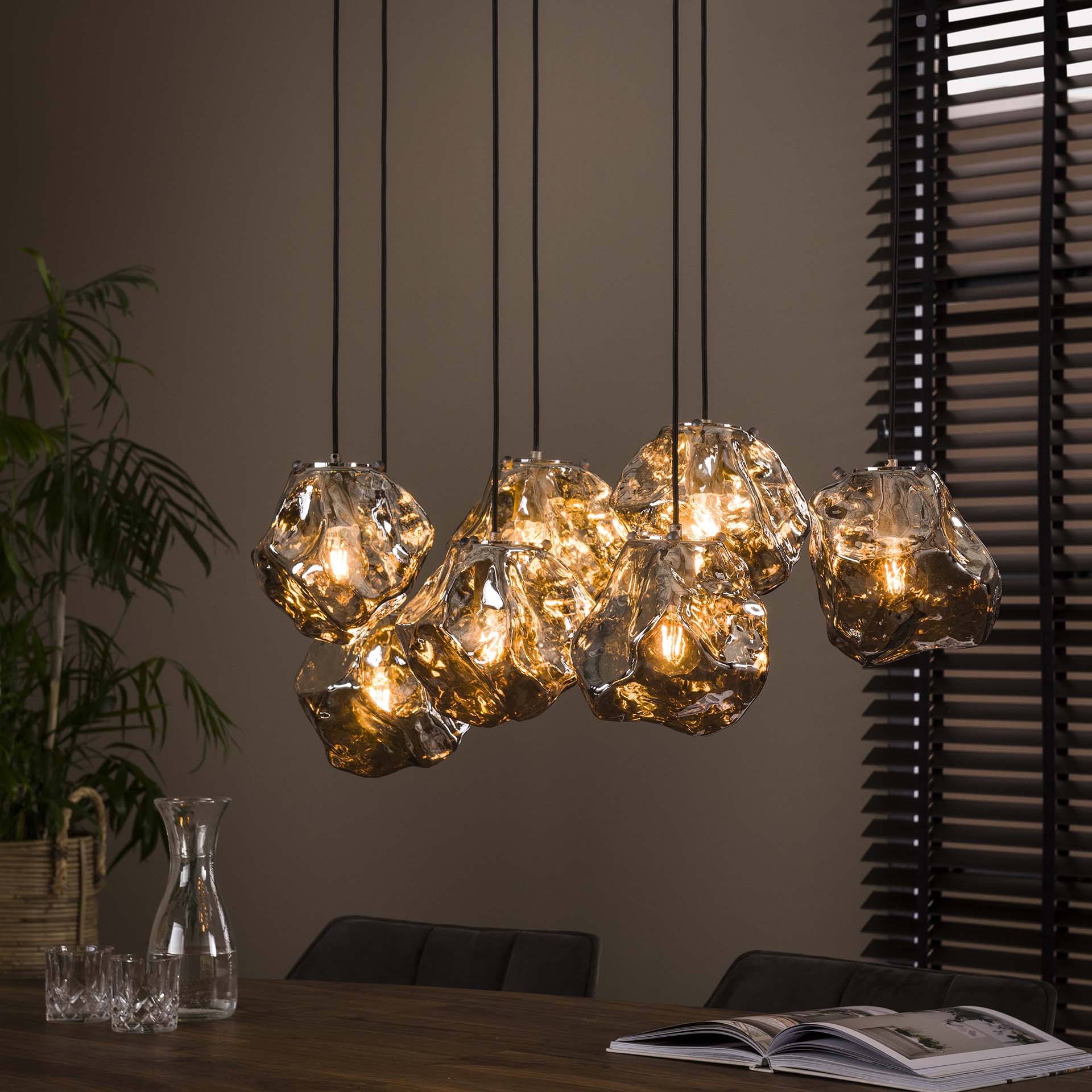 Hanglamp Louis - 7-lichts - Chroom - Glas