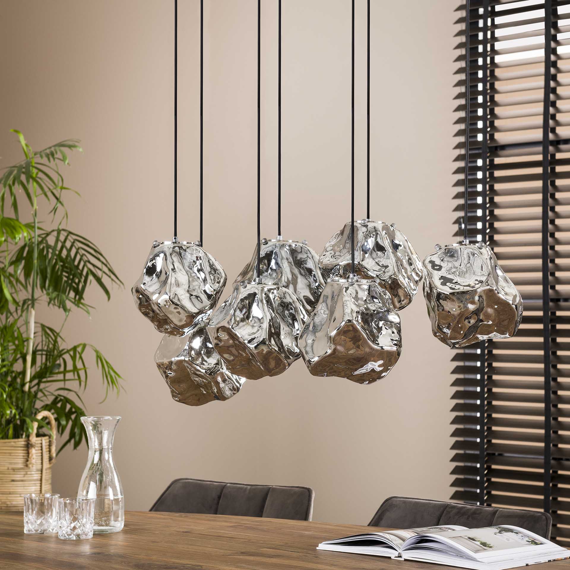 Hanglamp Louis - 7-lichts - Chroom - Glas
