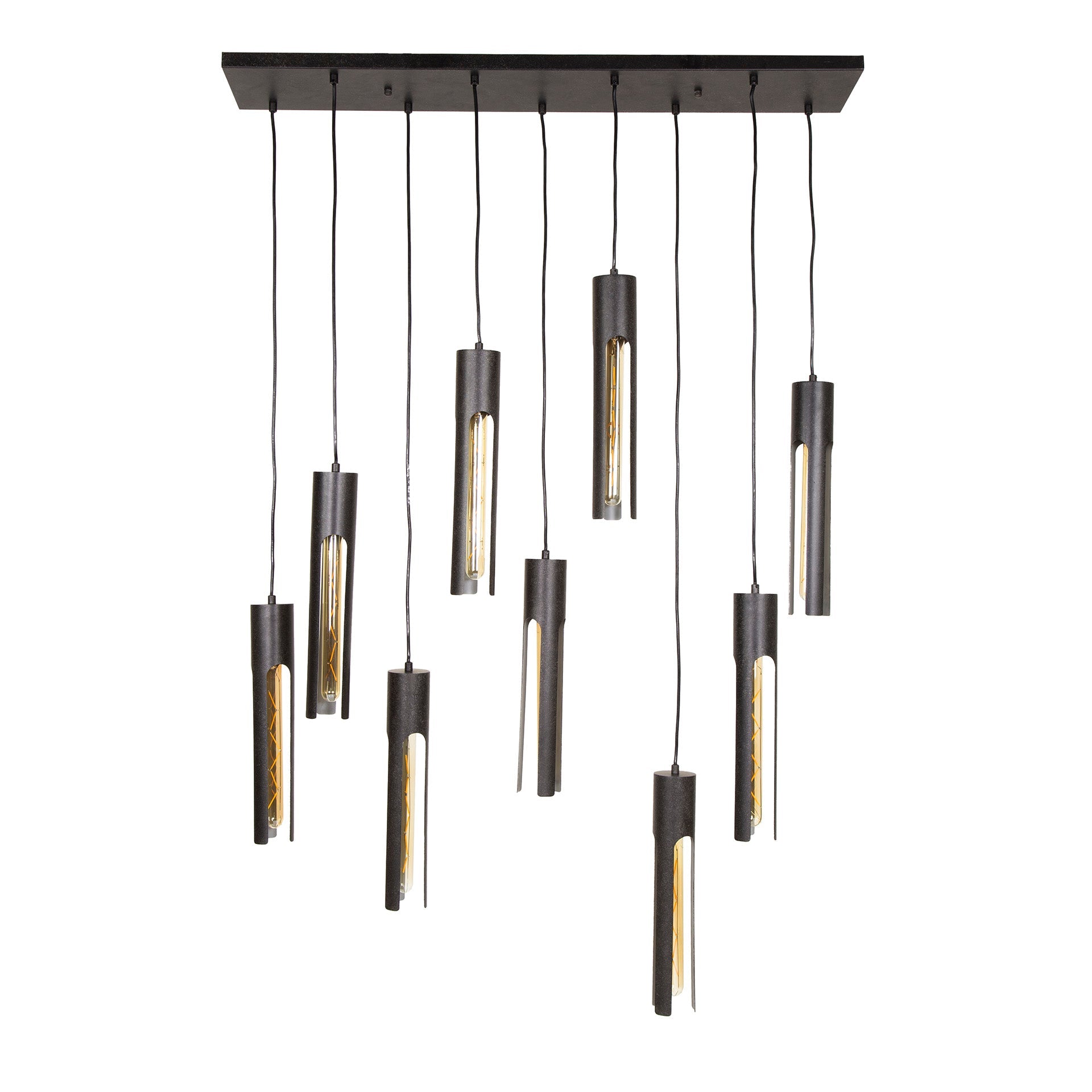 Hanglamp Lumen - 9-lichts - Zwart - Metaal