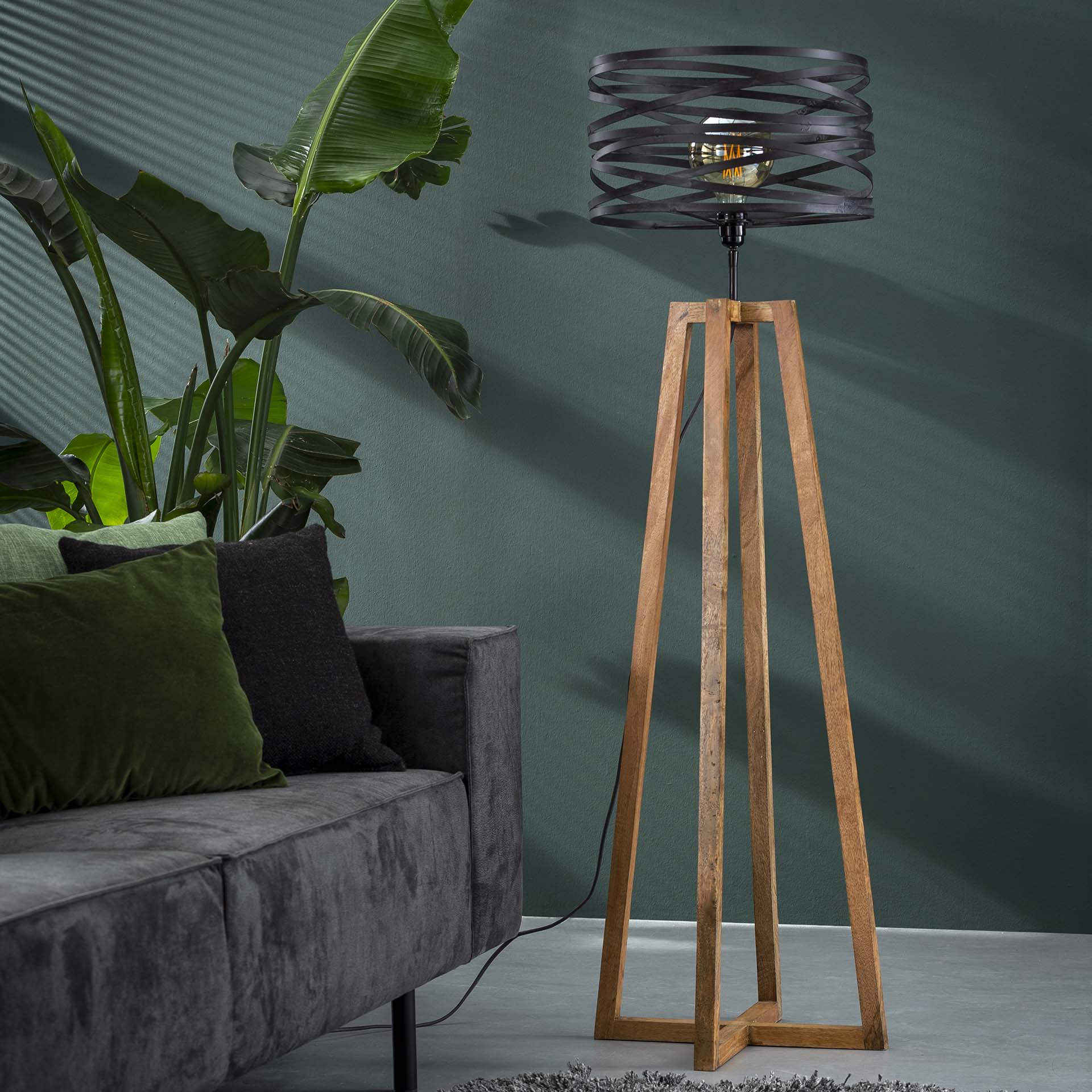 Vloerlamp Juno - Antraciet - Hout