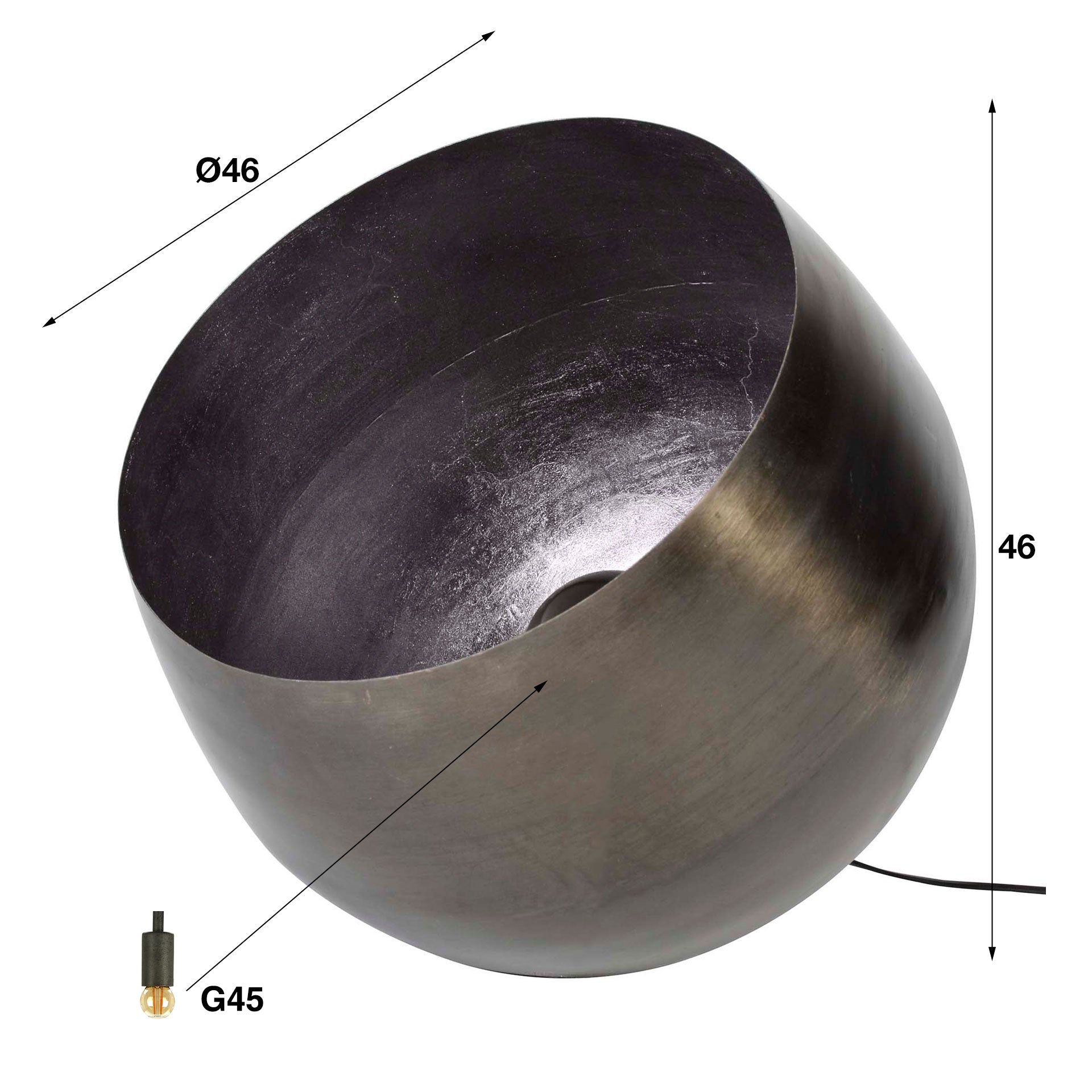 Vloerlamp Breeze - Zwart Nikkel - Metaal - 46 cm