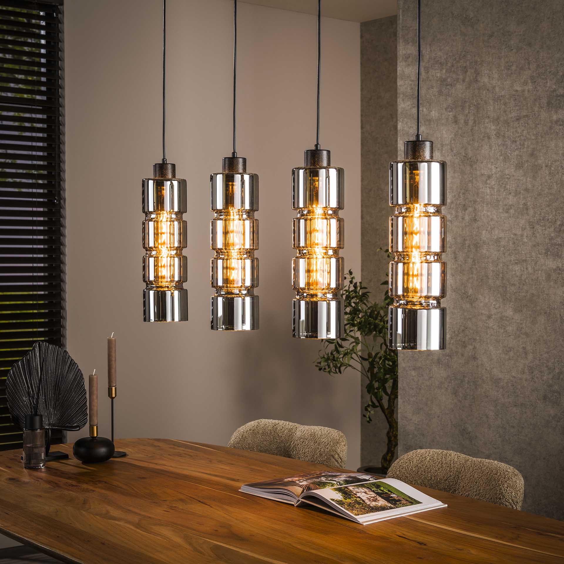 Hanglamp Fusion - 4-lichts - Chroom - Glas