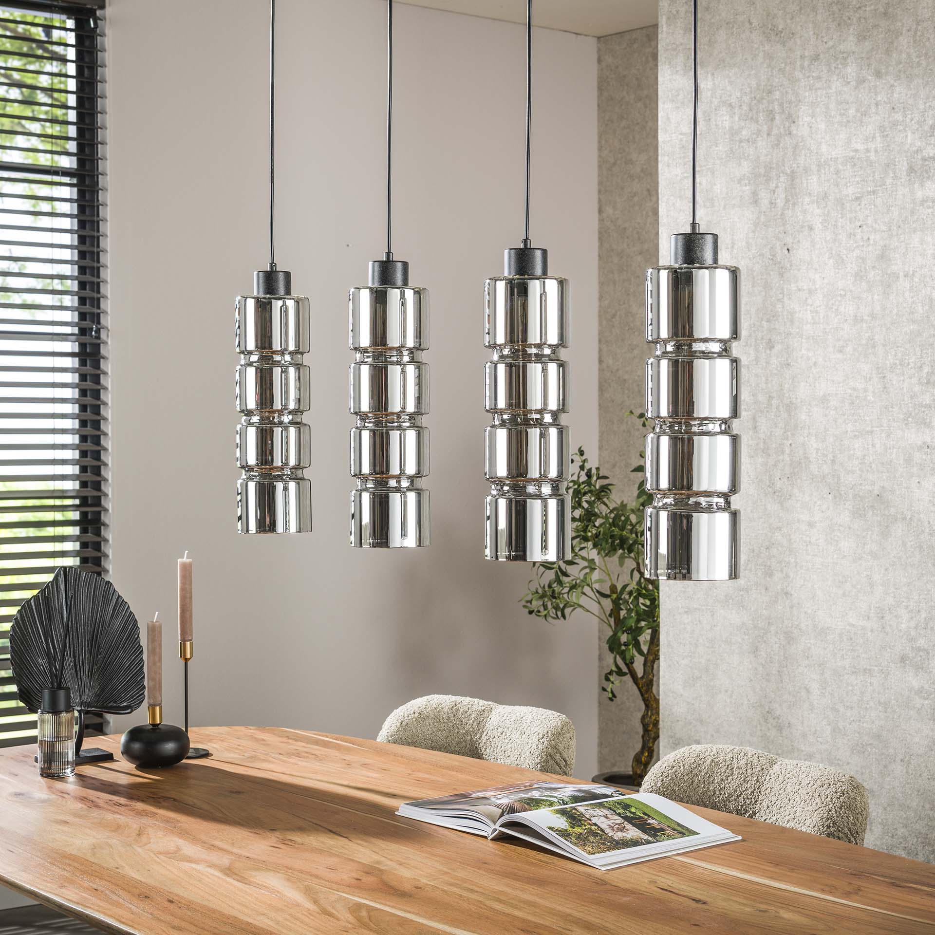Hanglamp Fusion - 4-lichts - Chroom - Glas